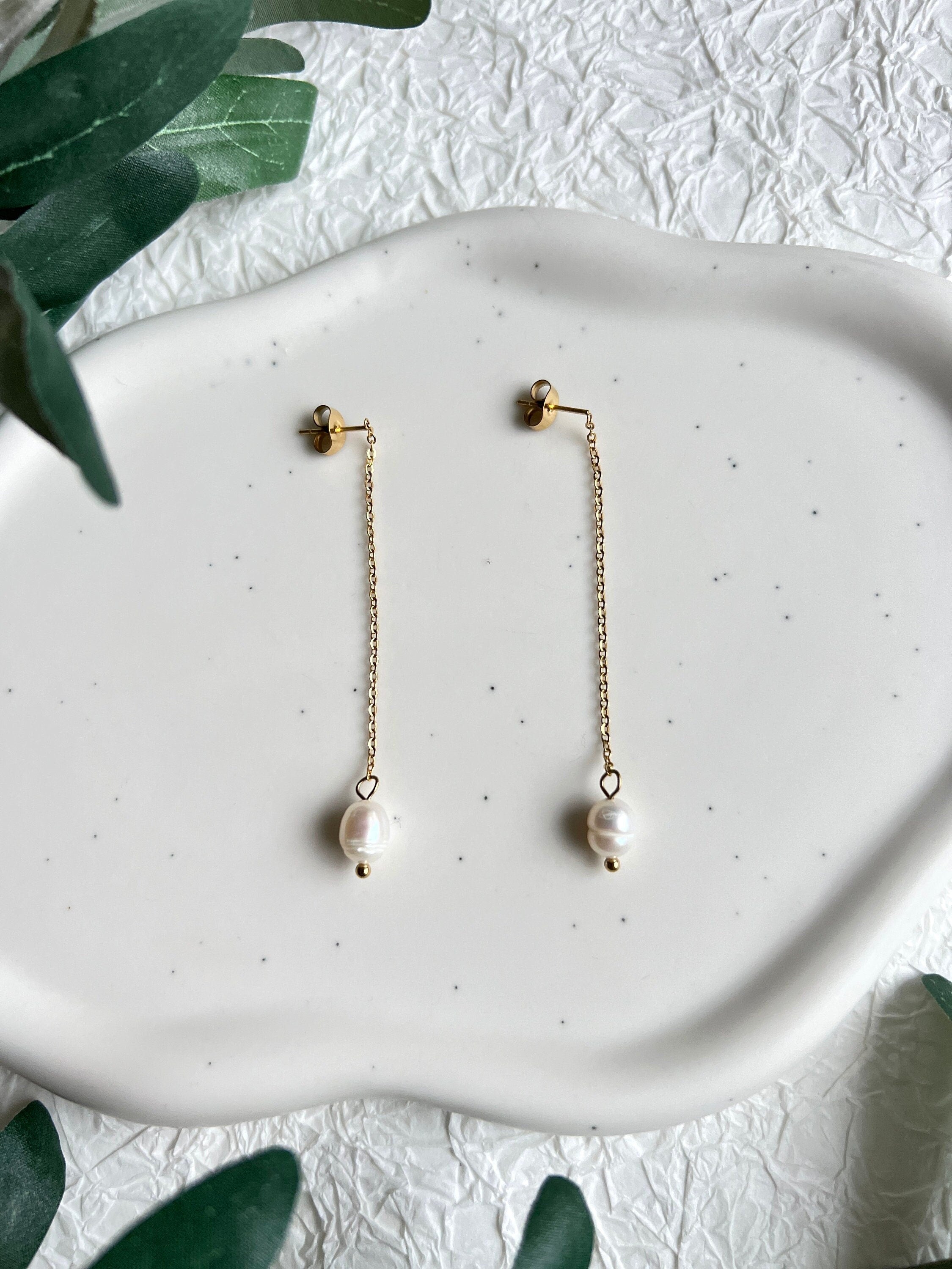 Hängeohrringe, zarte Perle, gold, elegante Braut Ohrringe, Hochzeit Ohr Schmuck Braut, Ohrstecker,-Ohrringe-Schmuckblüte