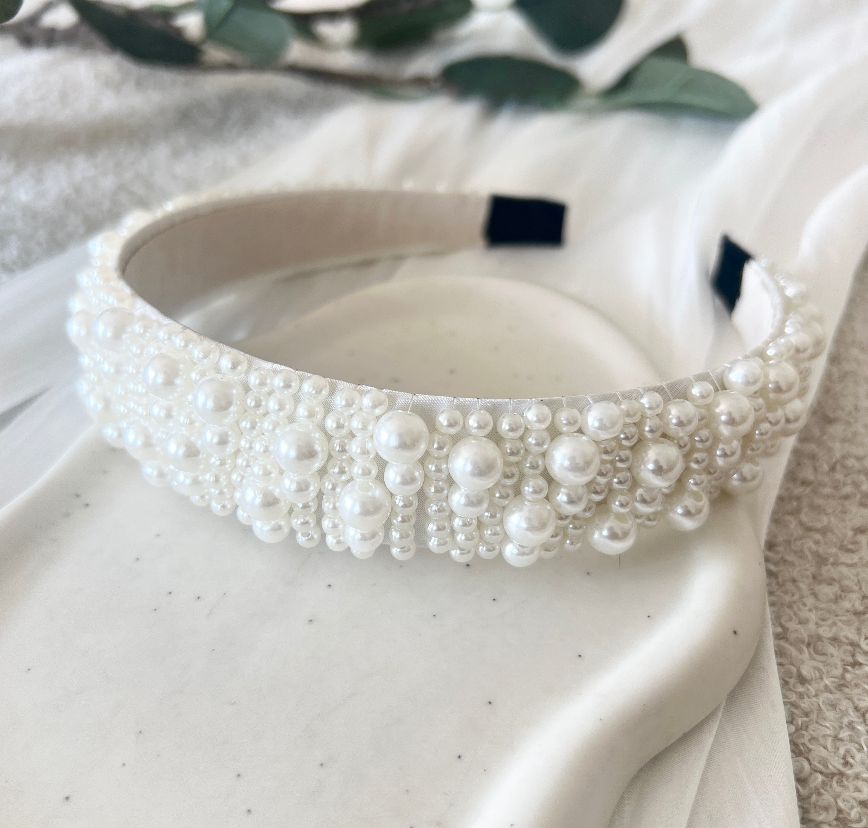Haarreif mit weißen Perlen, Brauthaarschmuck