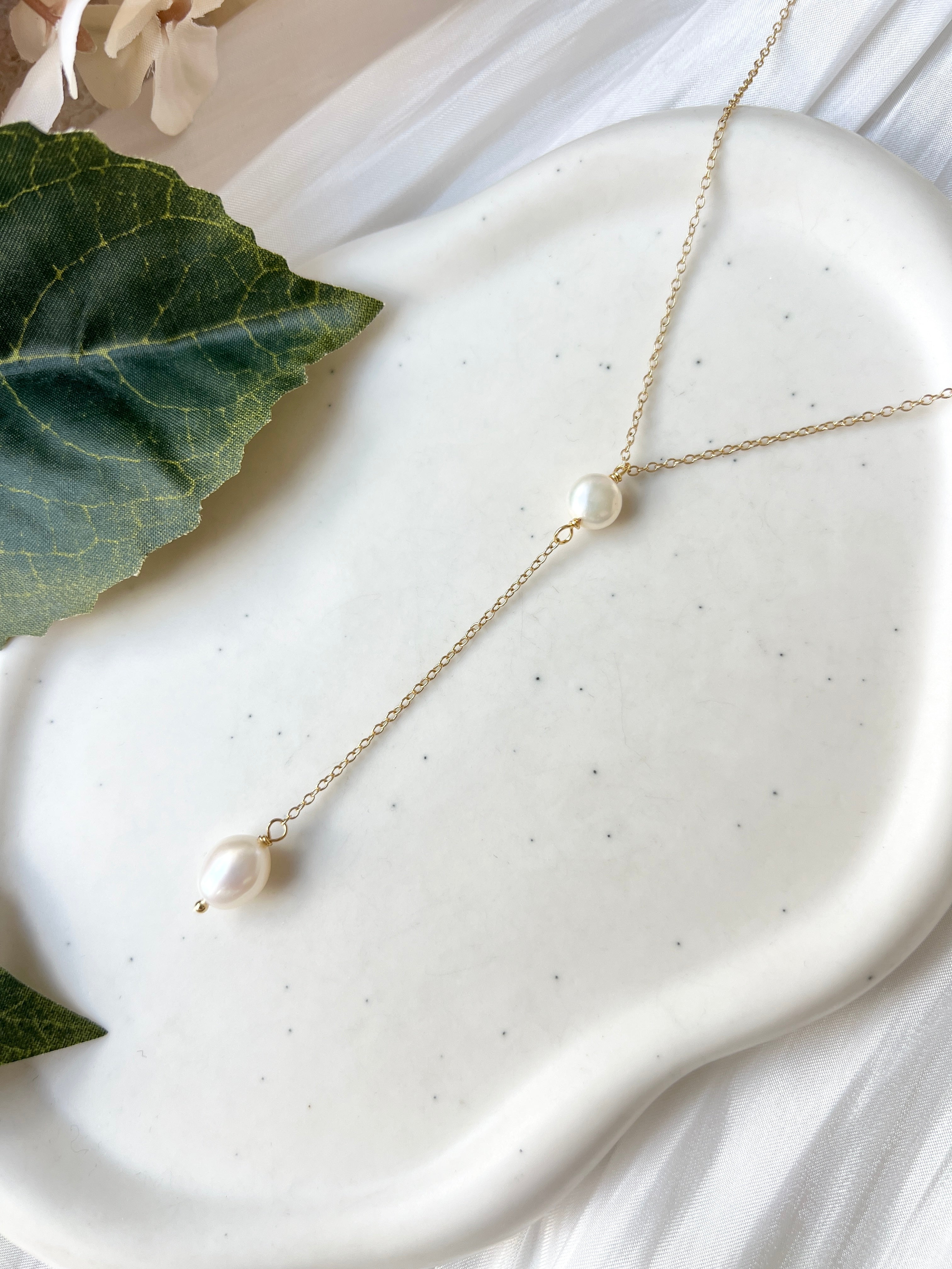 Halskette mit Perlen, Gold, Brautschmuck, Perlenschmuck