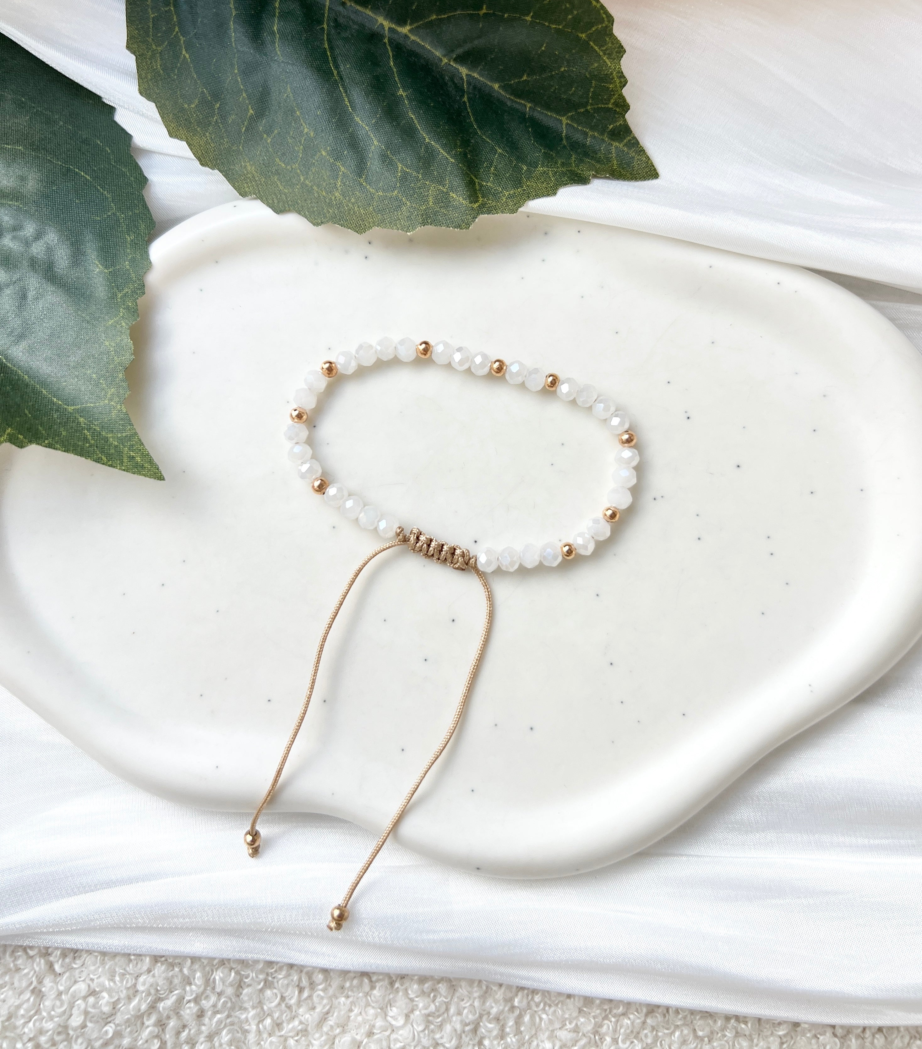 Perlenarmband, Weiß und Gold, Onesize, Brautschmuck