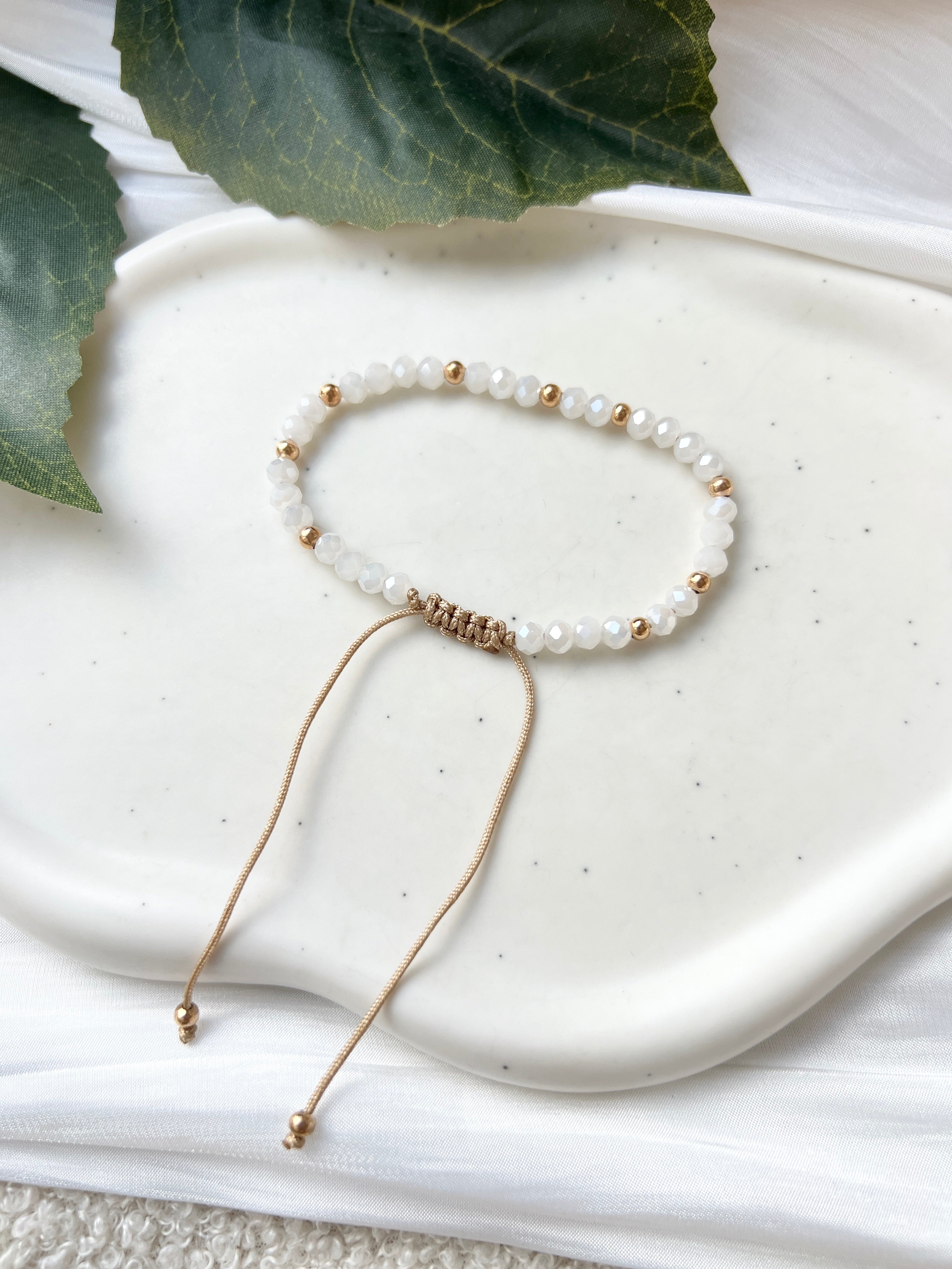 Perlenarmband, Weiß und Gold, Onesize, Brautschmuck