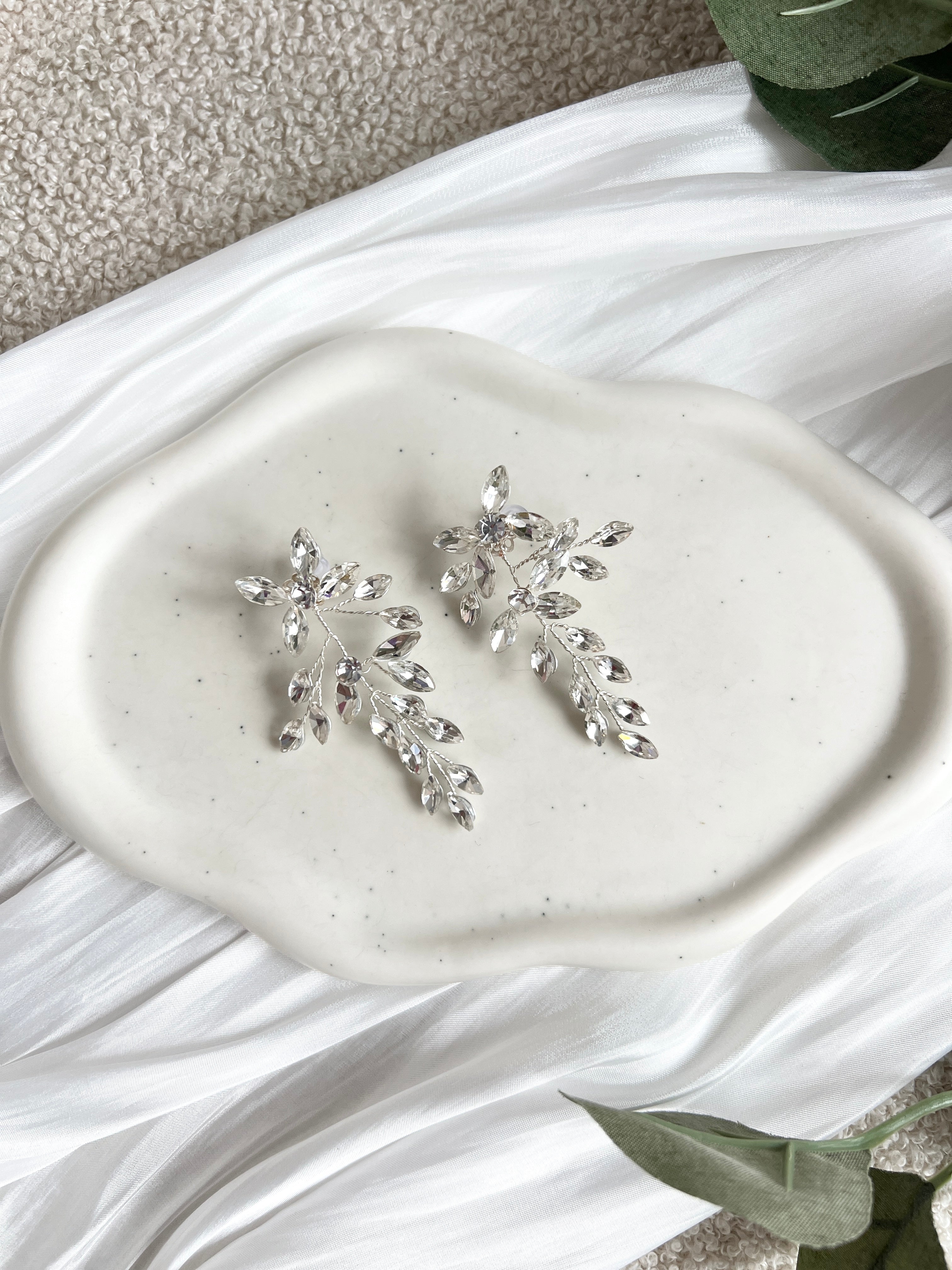 Ohrringe mit funkelnden Strass-Steinen, Brautohrringe, Hängeohrringe