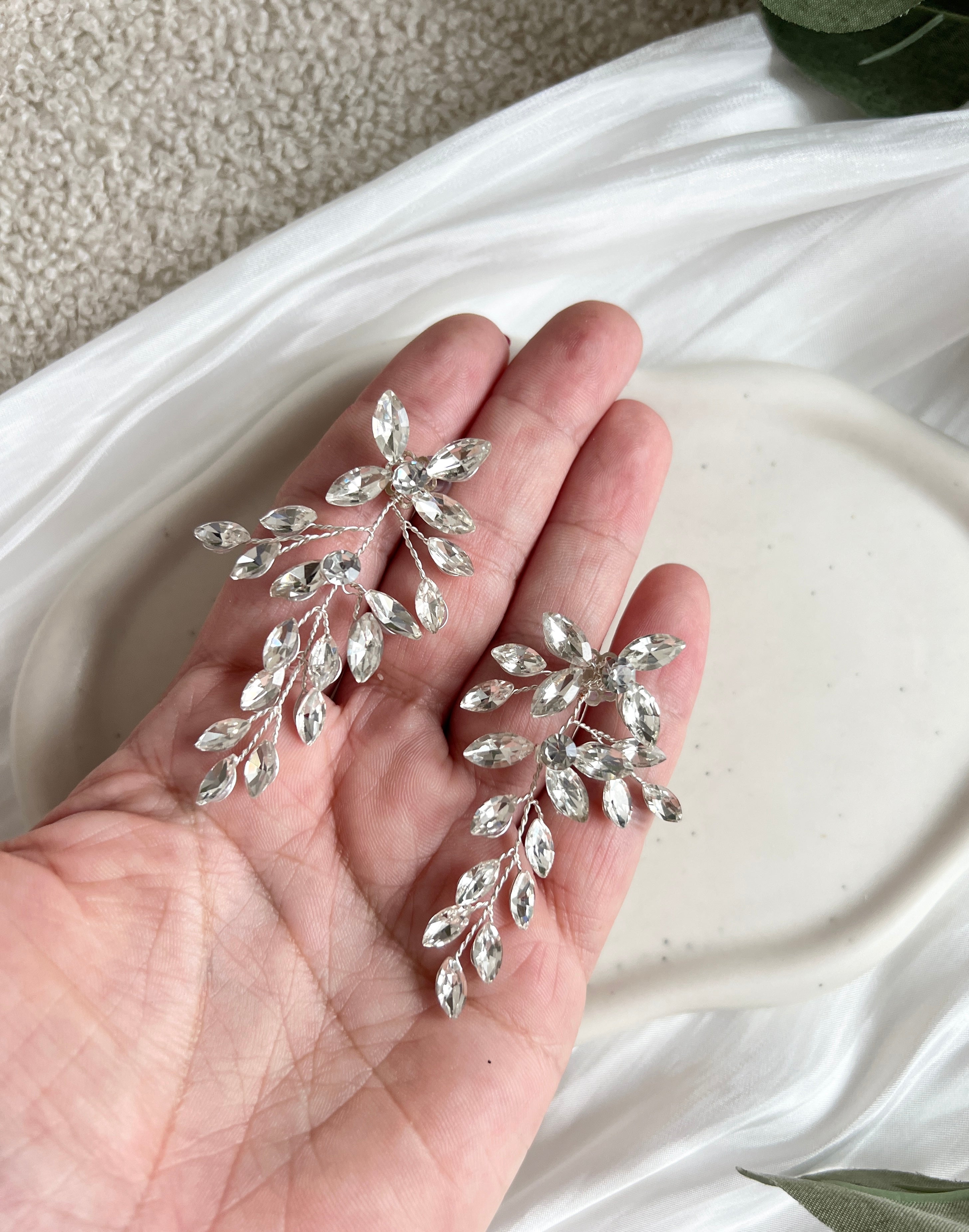 Ohrringe mit funkelnden Strass-Steinen, Brautohrringe, Hängeohrringe