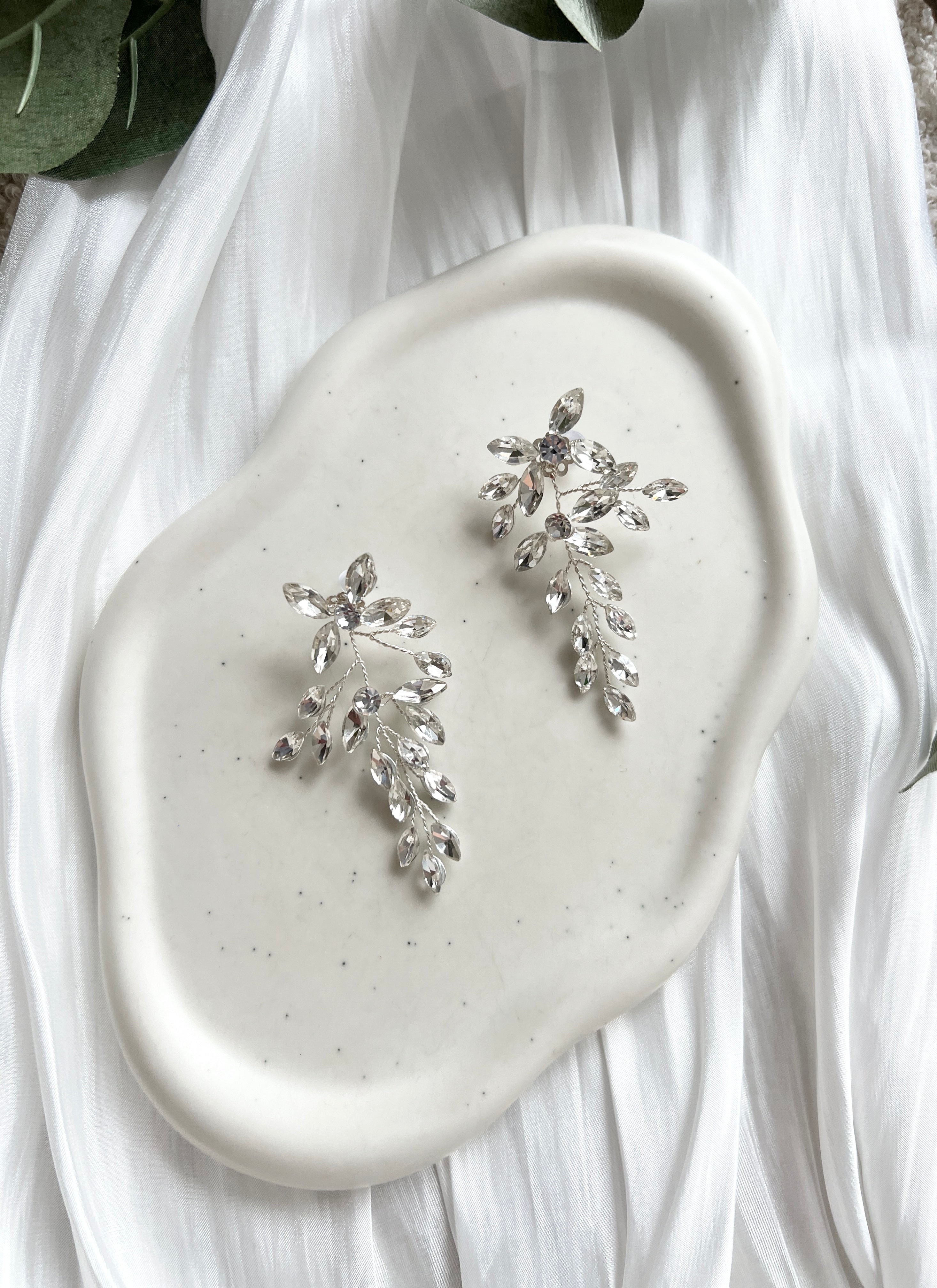 Ohrringe mit funkelnden Strass-Steinen, Brautohrringe, Hängeohrringe