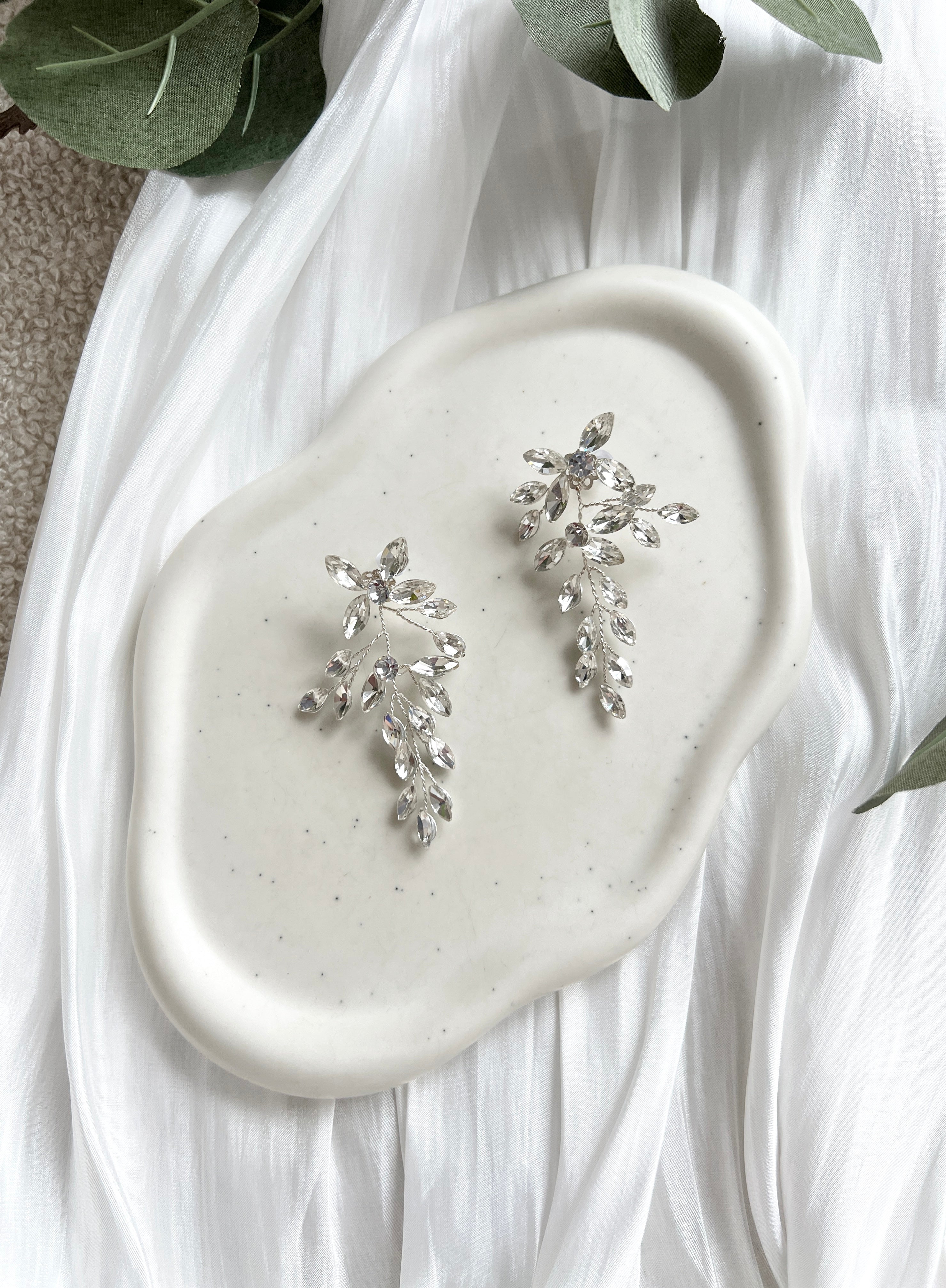 Ohrringe mit funkelnden Strass-Steinen, Brautohrringe, Hängeohrringe