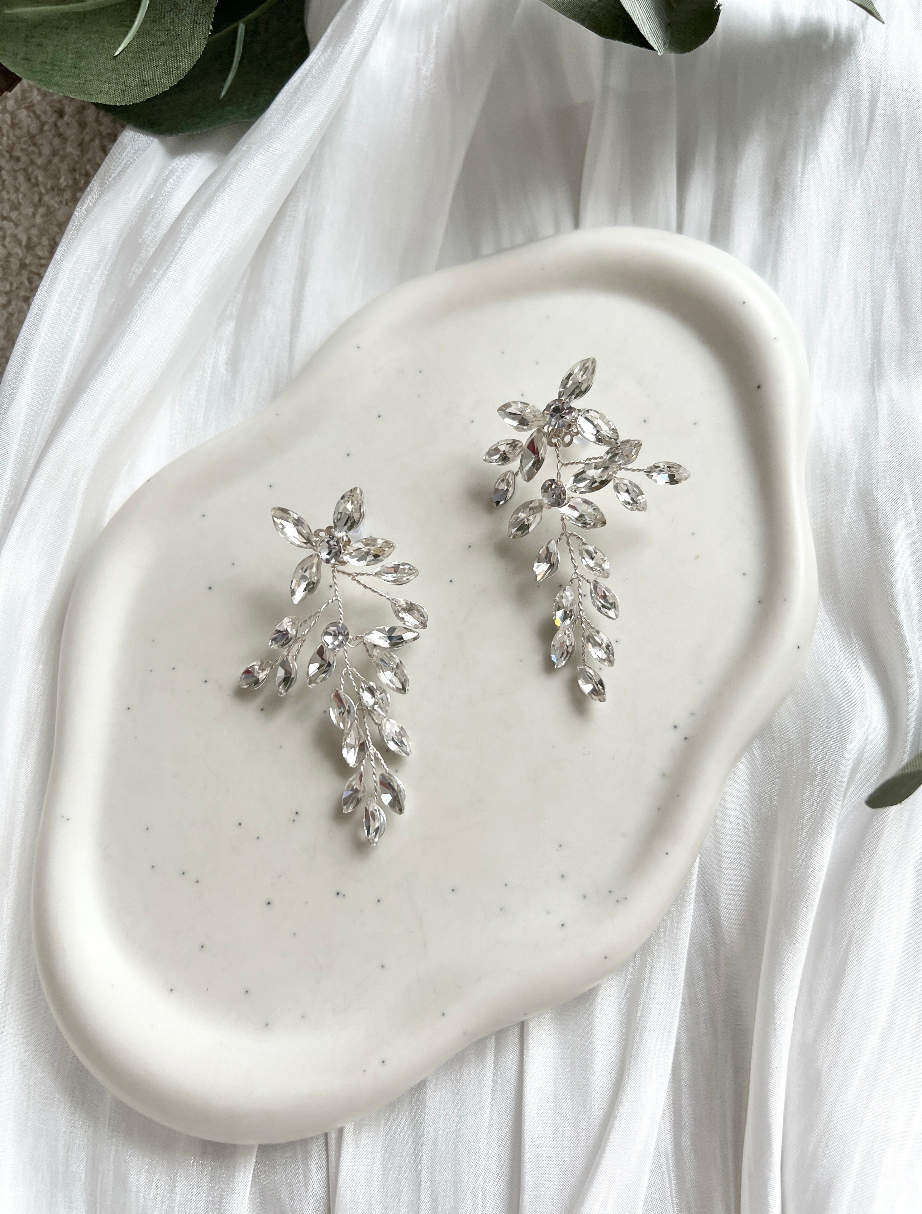 Ohrringe mit funkelnden Strass-Steinen, Brautohrringe, Hängeohrringe