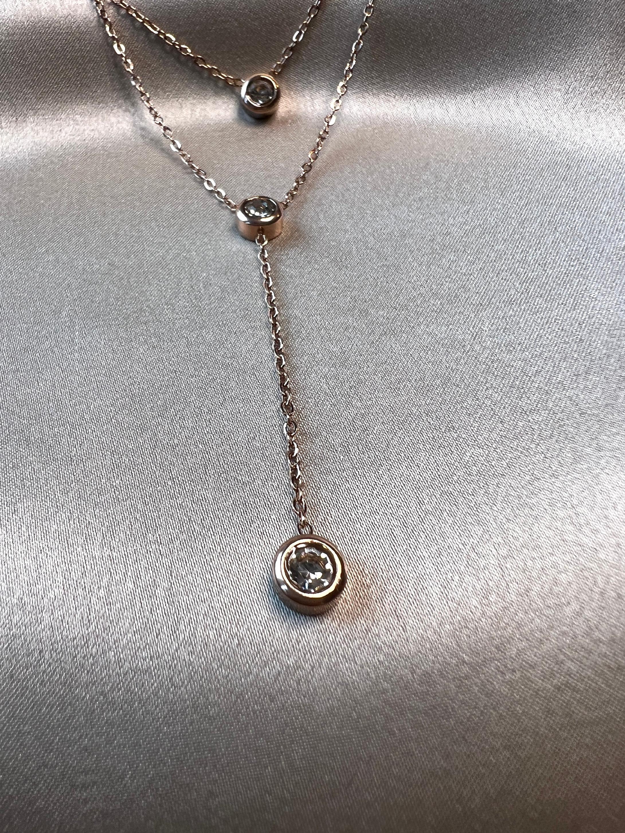Layering Halskette Edelstahl, Zirkoniasteine, rosegold, Mehrreihig, Y Kette Layered Kette Halskette für Frauen-Halskette-Schmuckblüte
