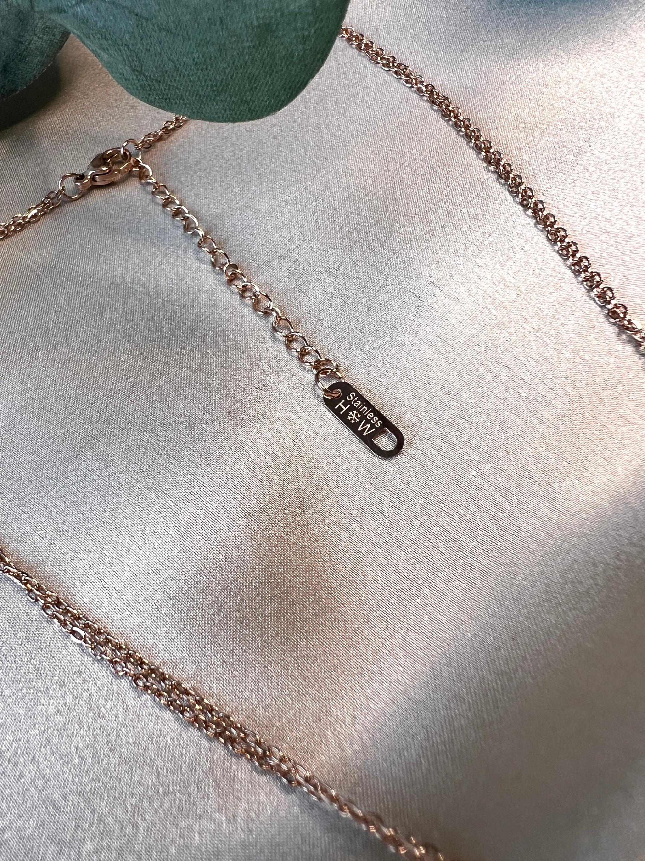 Layering Halskette Edelstahl, Zirkoniasteine, rosegold, Mehrreihig, Y Kette Layered Kette Halskette für Frauen-Halskette-Schmuckblüte