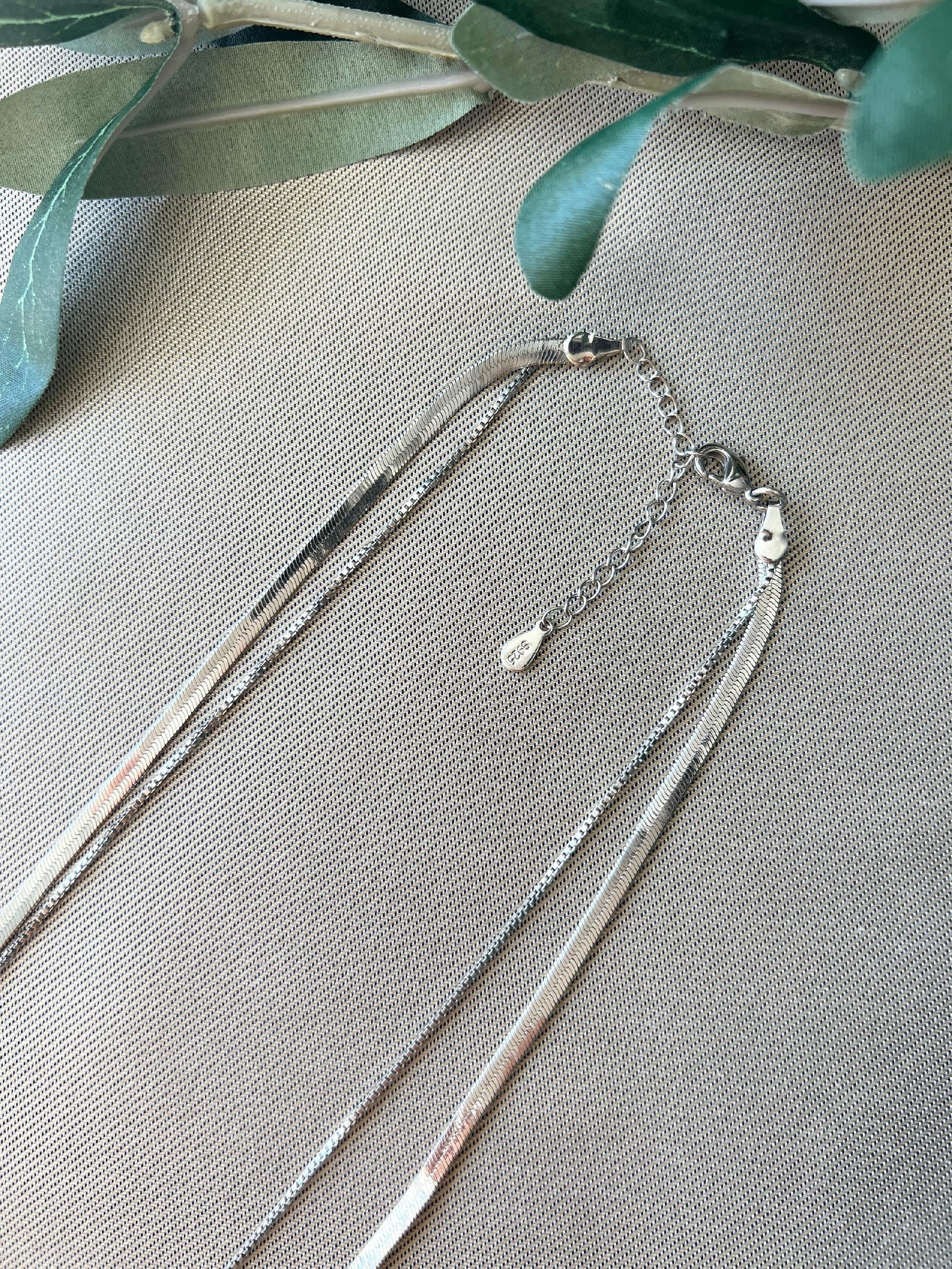 Layering Schlangenkette aus 925 Silber, filigran, elegante Layering Halskette, Double Layer, glänzende Gliederkette, Schlangenhalskette-Halskette-Schmuckblüte