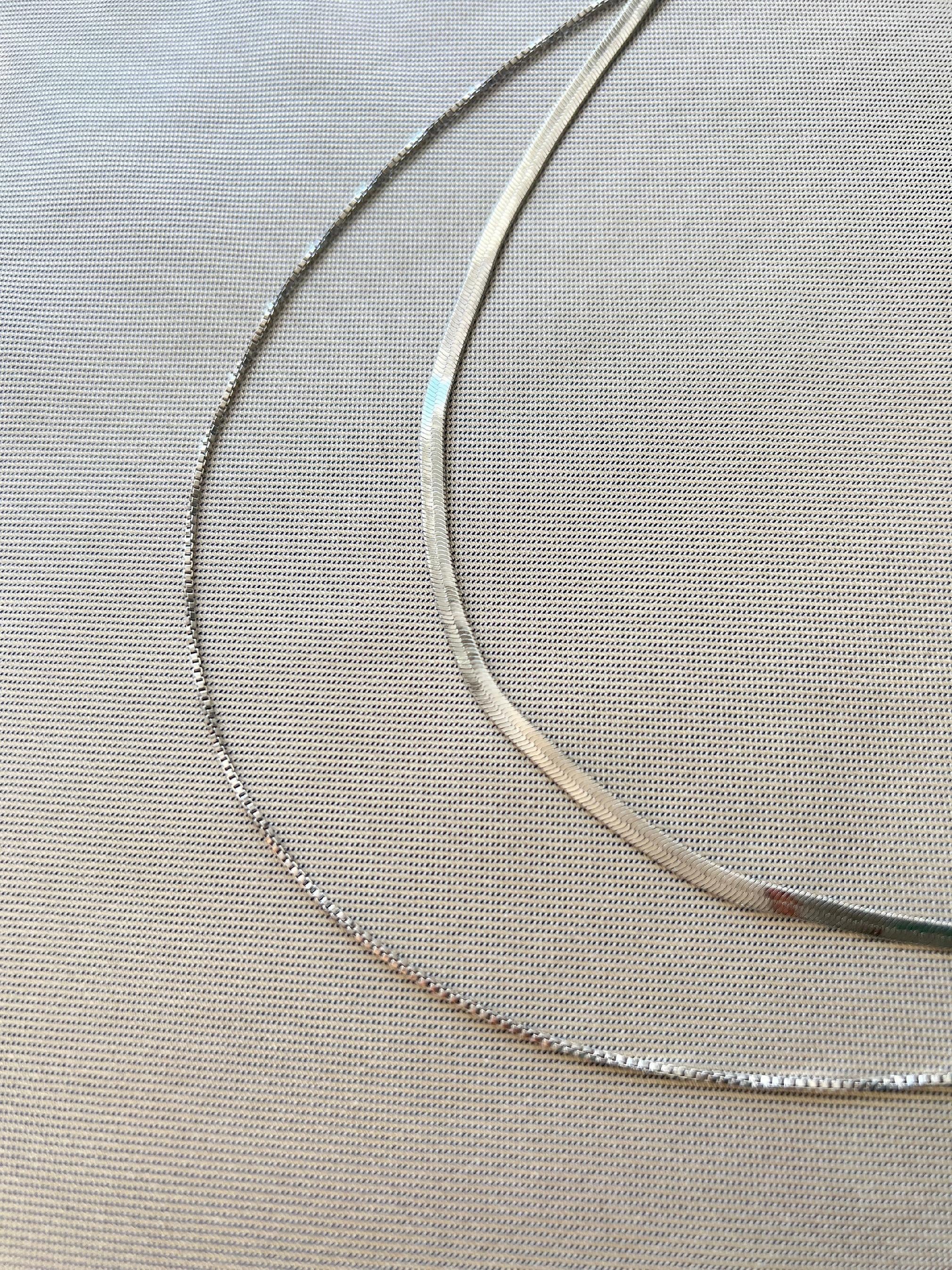 Layering Schlangenkette aus 925 Silber, filigran, elegante Layering Halskette, Double Layer, glänzende Gliederkette, Schlangenhalskette-Halskette-Schmuckblüte