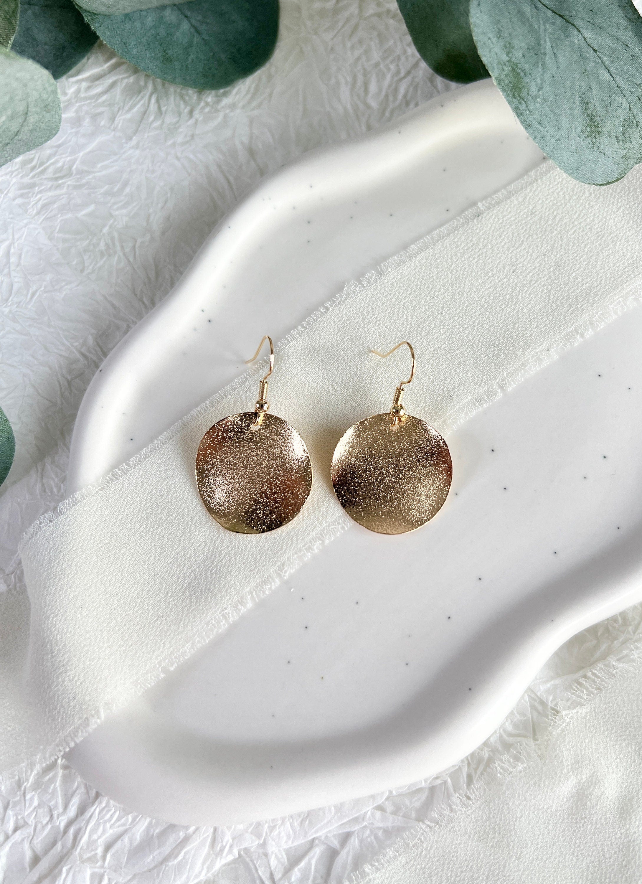 Moderne Ohrringe, Gold, Roségold, schlicht und minimalistisch, rund, uneben Hängeohrringe,-Ohrringe-Schmuckblüte