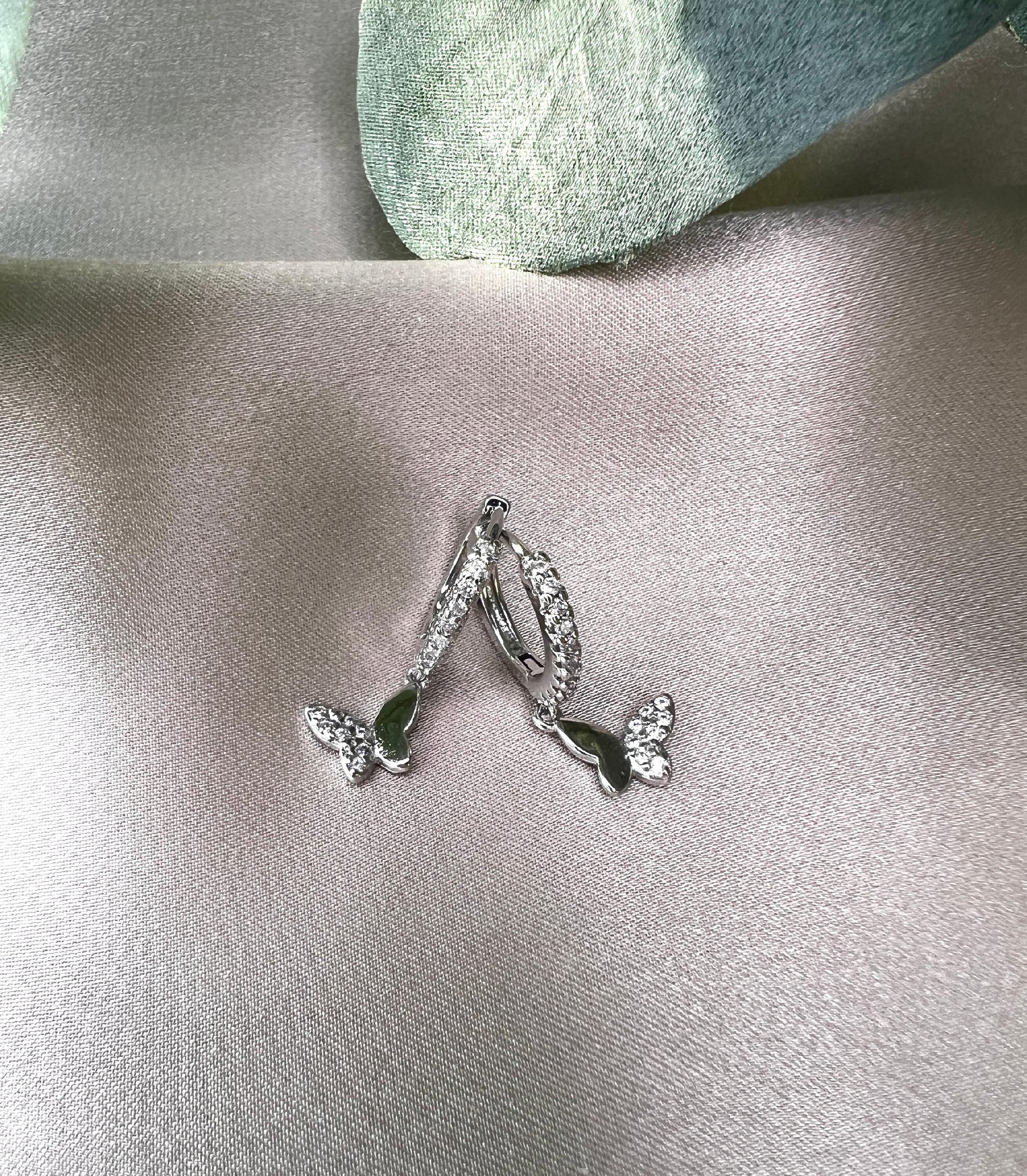 Ohrringe 925er, Schmetterling, Sterling Silver, Glitzer Zirkoniasteine, Brautohrringe Hochzeit-Ohrringe-Schmuckblüte