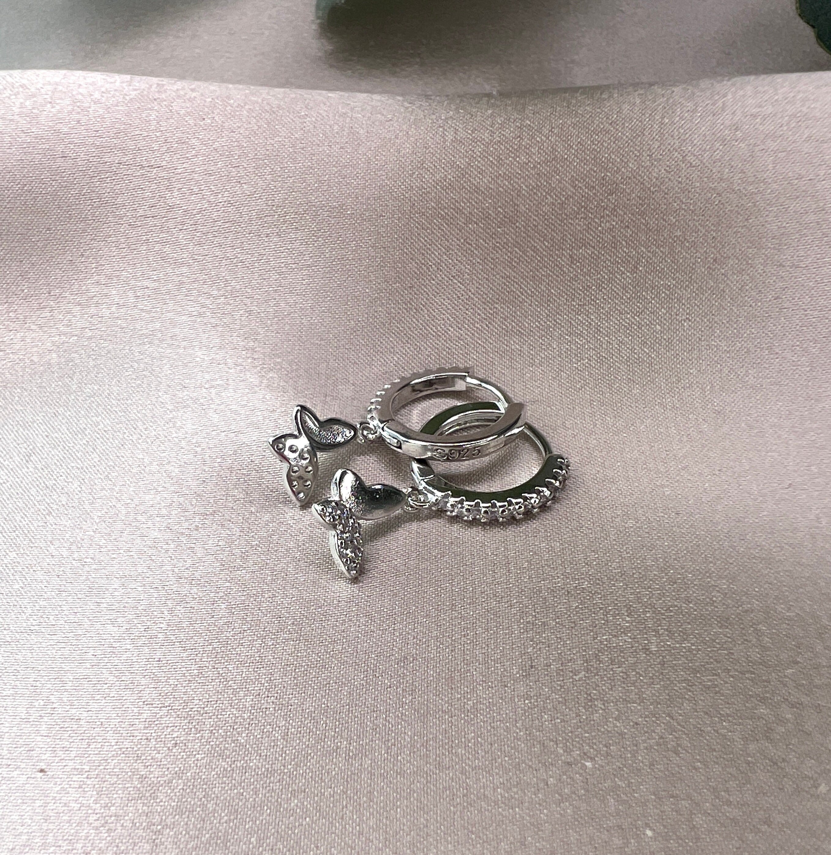 Ohrringe 925er, Schmetterling, Sterling Silver, Glitzer Zirkoniasteine, Brautohrringe Hochzeit-Ohrringe-Schmuckblüte