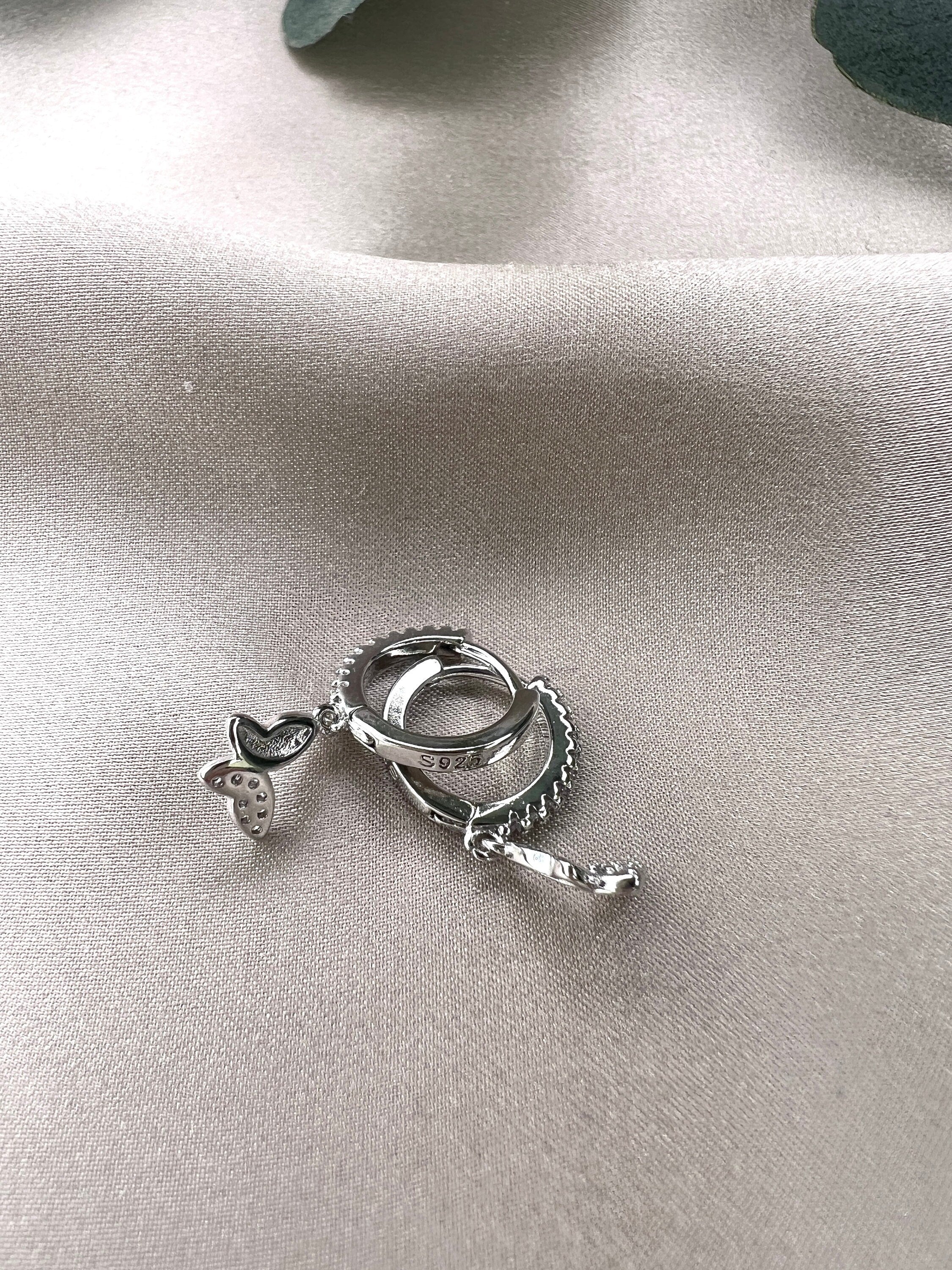 Ohrringe 925er, Schmetterling, Sterling Silver, Glitzer Zirkoniasteine, Brautohrringe Hochzeit-Ohrringe-Schmuckblüte