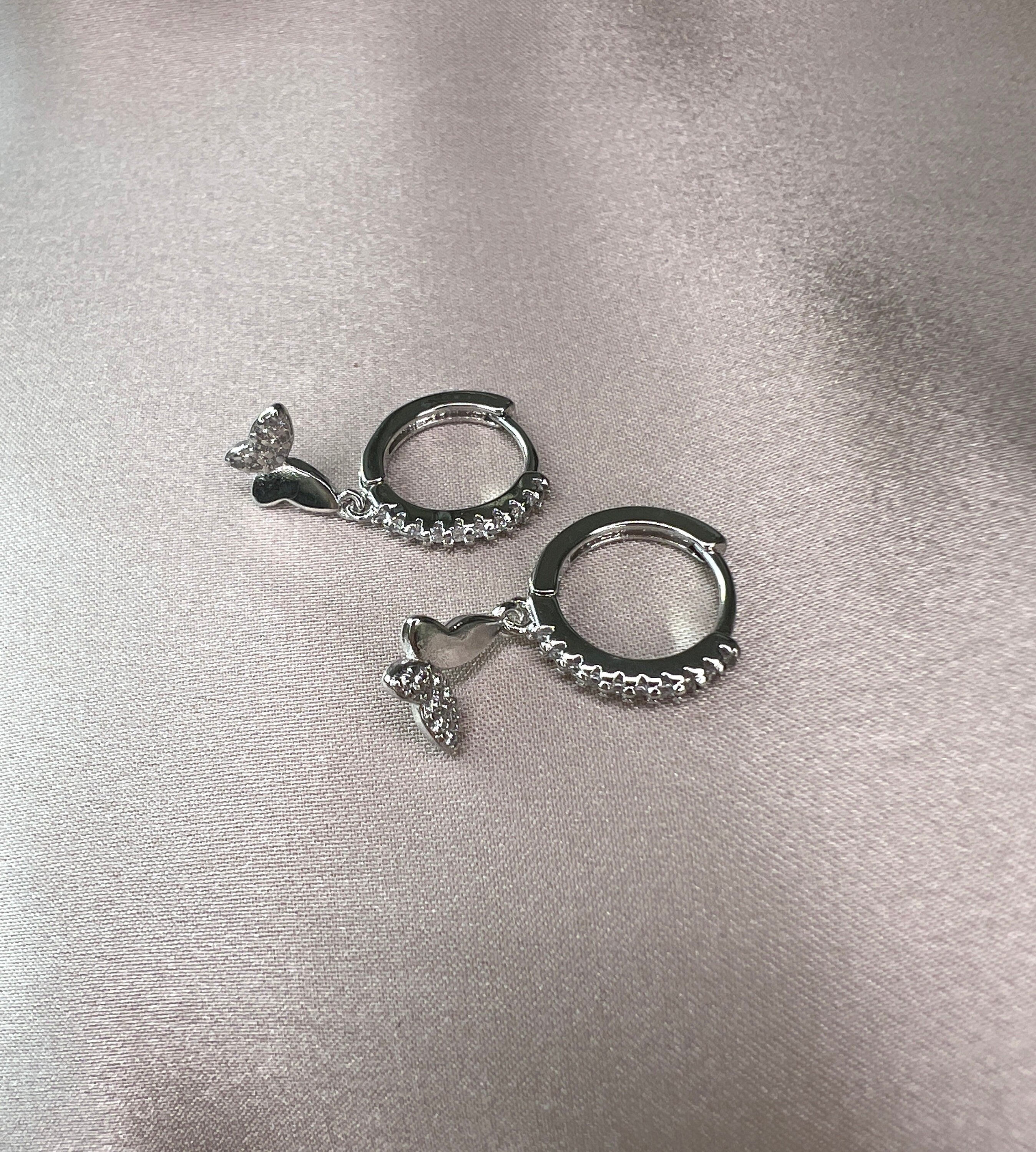 Ohrringe 925er, Schmetterling, Sterling Silver, Glitzer Zirkoniasteine, Brautohrringe Hochzeit-Ohrringe-Schmuckblüte