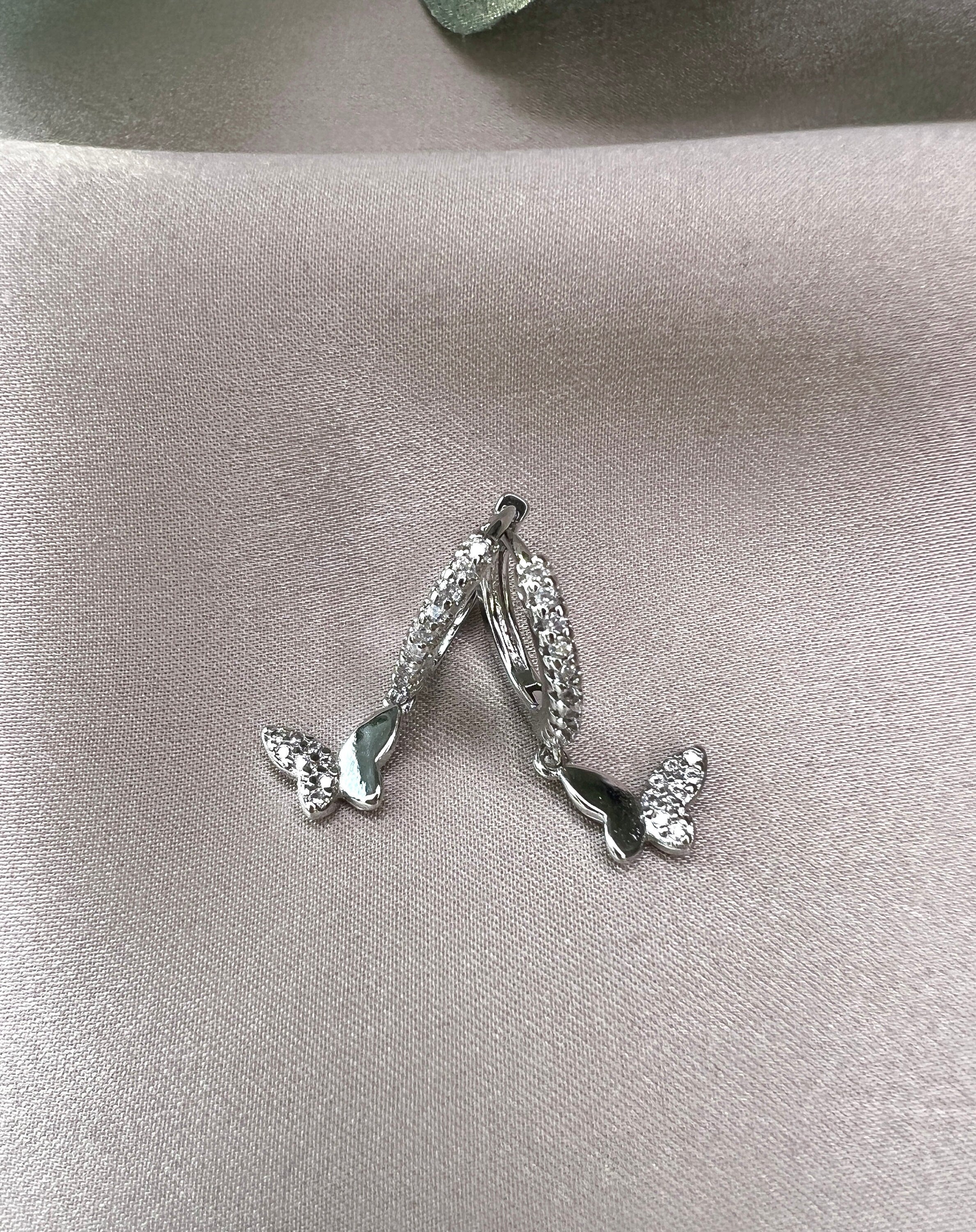 Ohrringe 925er, Schmetterling, Sterling Silver, Glitzer Zirkoniasteine, Brautohrringe Hochzeit-Ohrringe-Schmuckblüte