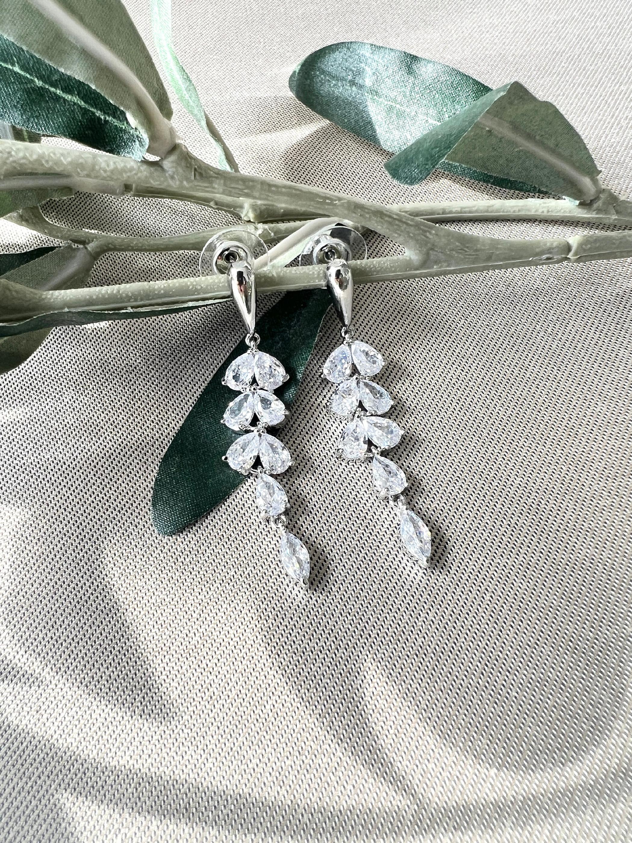 Ohrringe Braut, Silber und Gold, funkelnde Hängeohrringe, Ohrstecker, Brautschmuck, - Silber-Ohrringe-Schmuckblüte