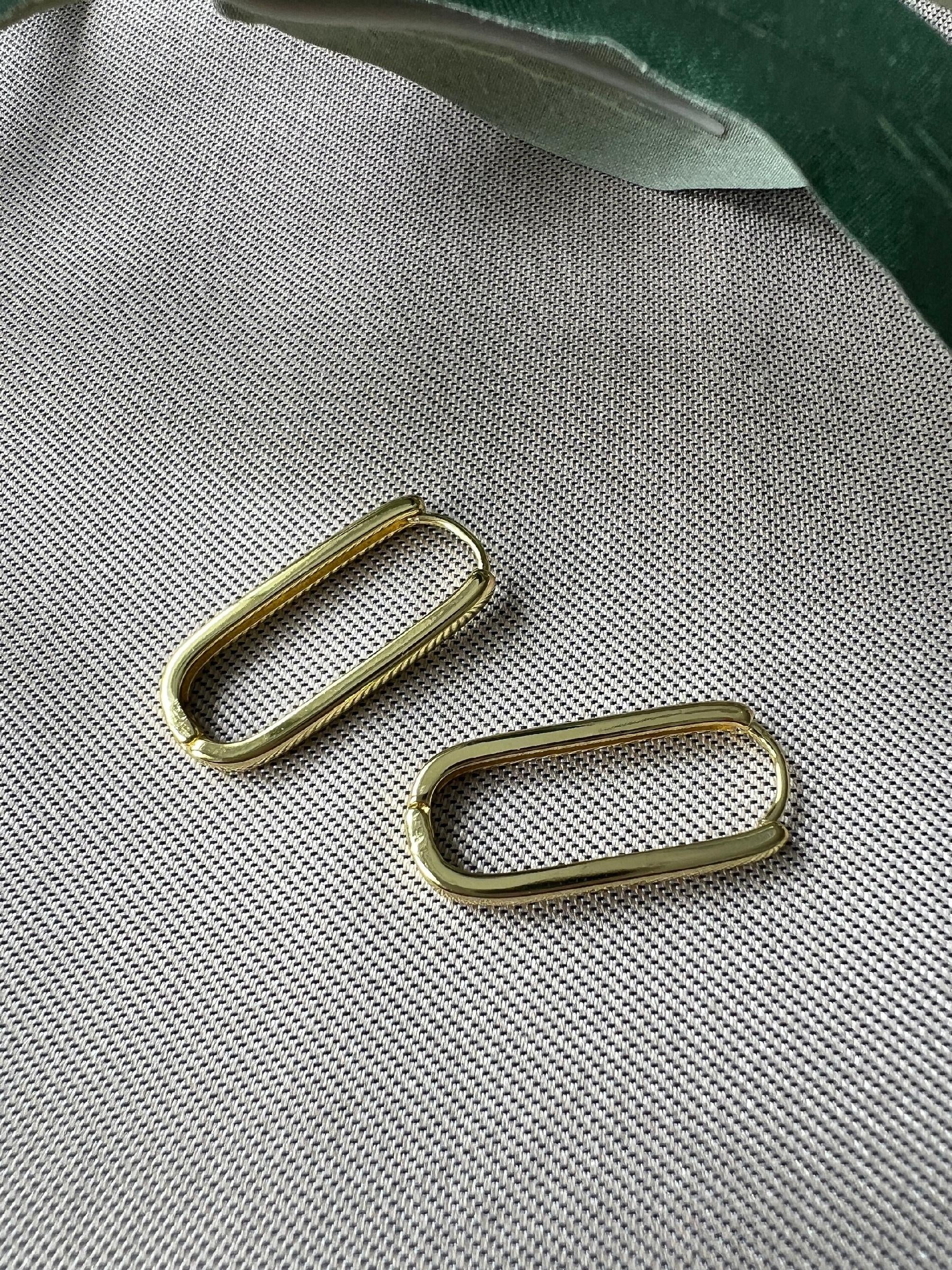 Ohrringe Creolen Silber Gold, moderne Kreolen rechteckig, minimalistisch, geometrisch - Gold-Ohrringe-Schmuckblüte