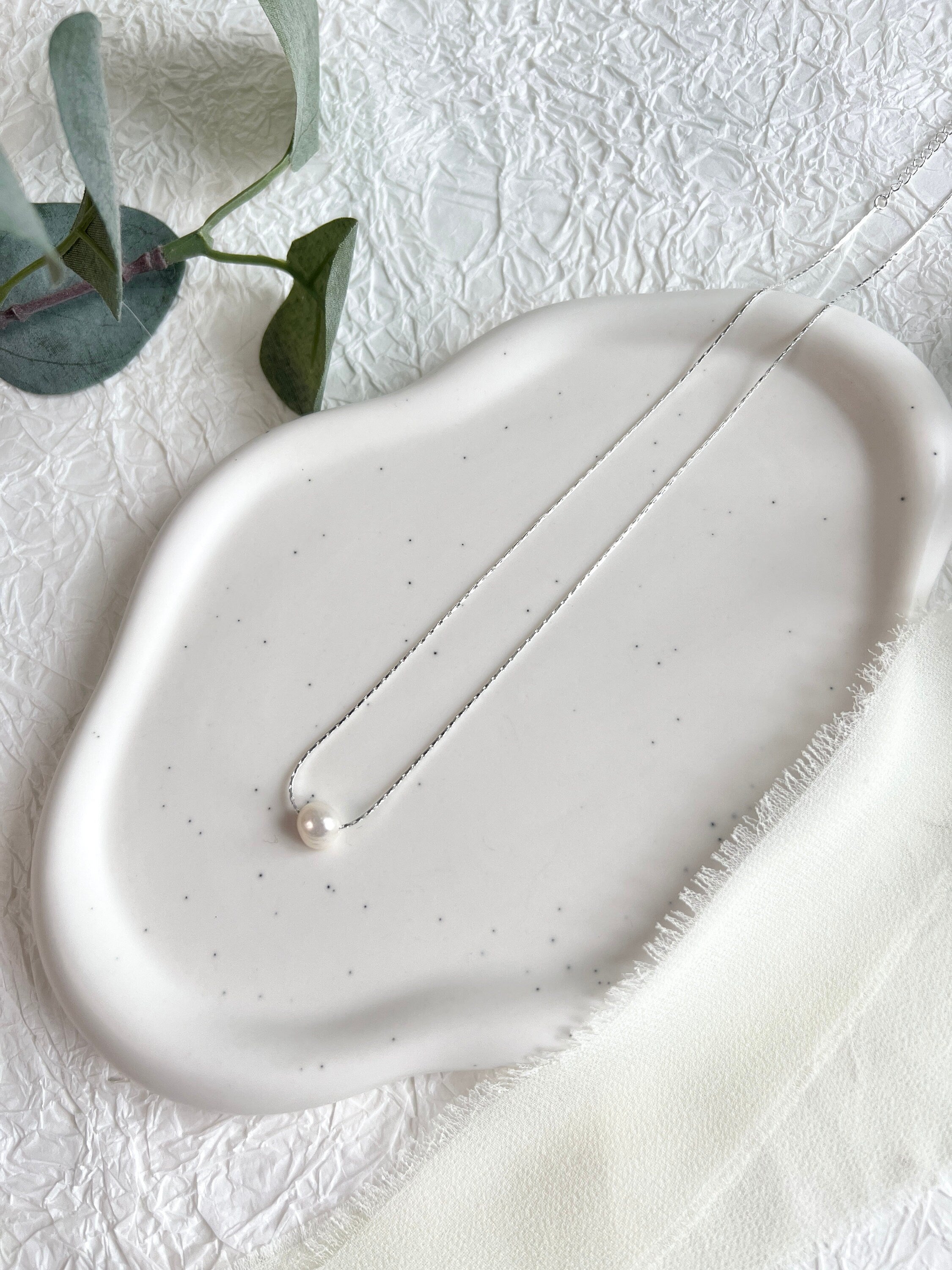 Perlen Halskette, 925 silber, Zarte Kette Braut Perle, Brautschmuck, feiner silberner Schmuck-Halskette-Schmuckblüte