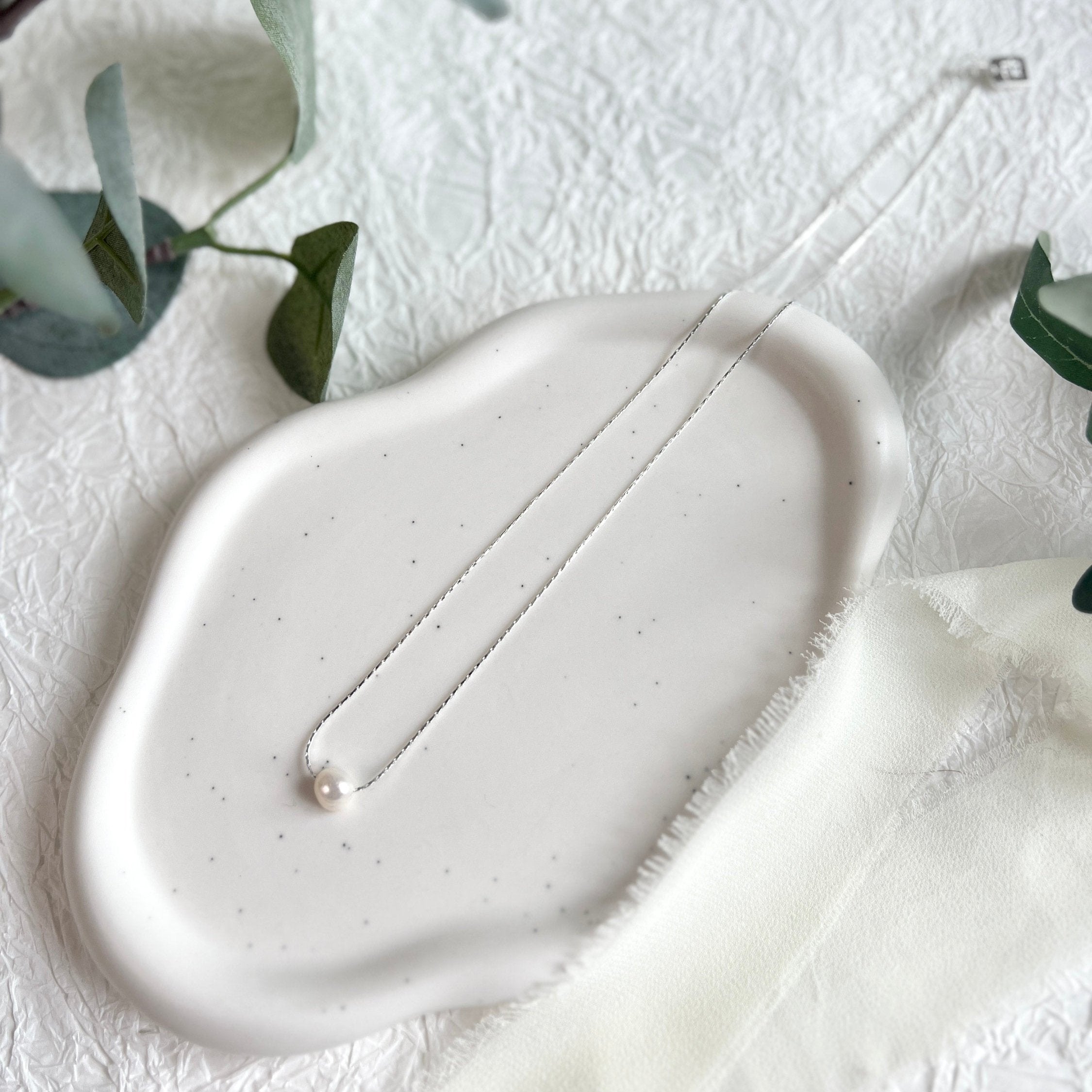 Perlen Halskette, 925 silber, Zarte Kette Braut Perle, Brautschmuck, feiner silberner Schmuck-Halskette-Schmuckblüte