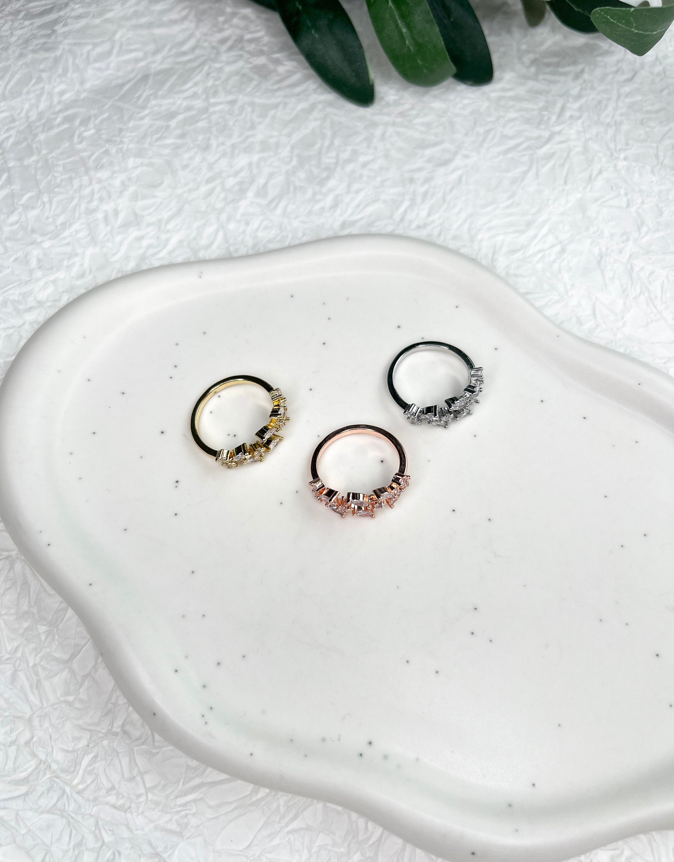 Ring, Cubic Zirconia, funkelnde Steine, Silber, Gold, Roségold, verstellbarer offener - Roségold-Ringe-Schmuckblüte