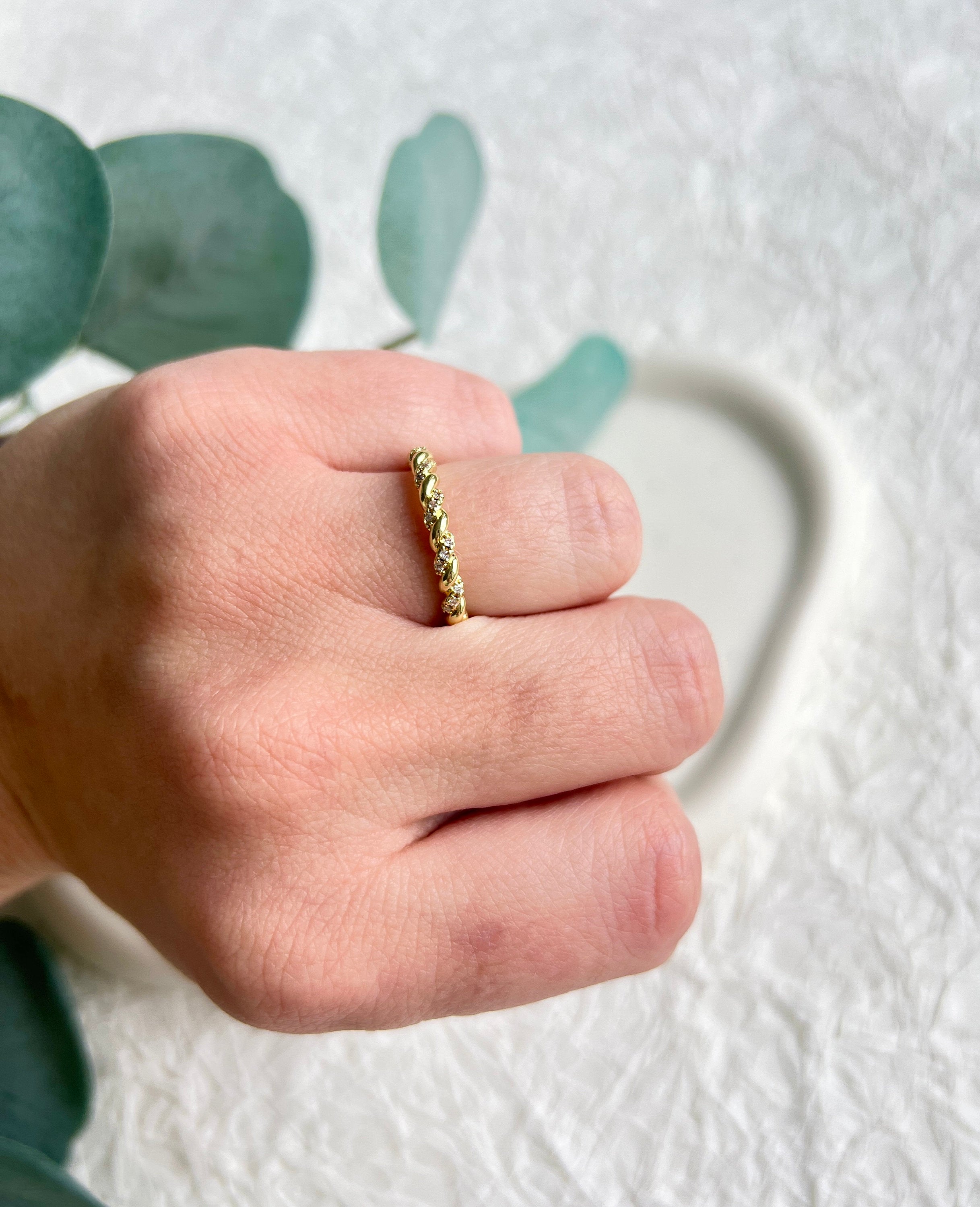Ring Silber, funkelnde Cubic Zirconia Steine, hochwertiger Seil Schmuck, offen verstellbar, - Silber-Ringe-Schmuckblüte