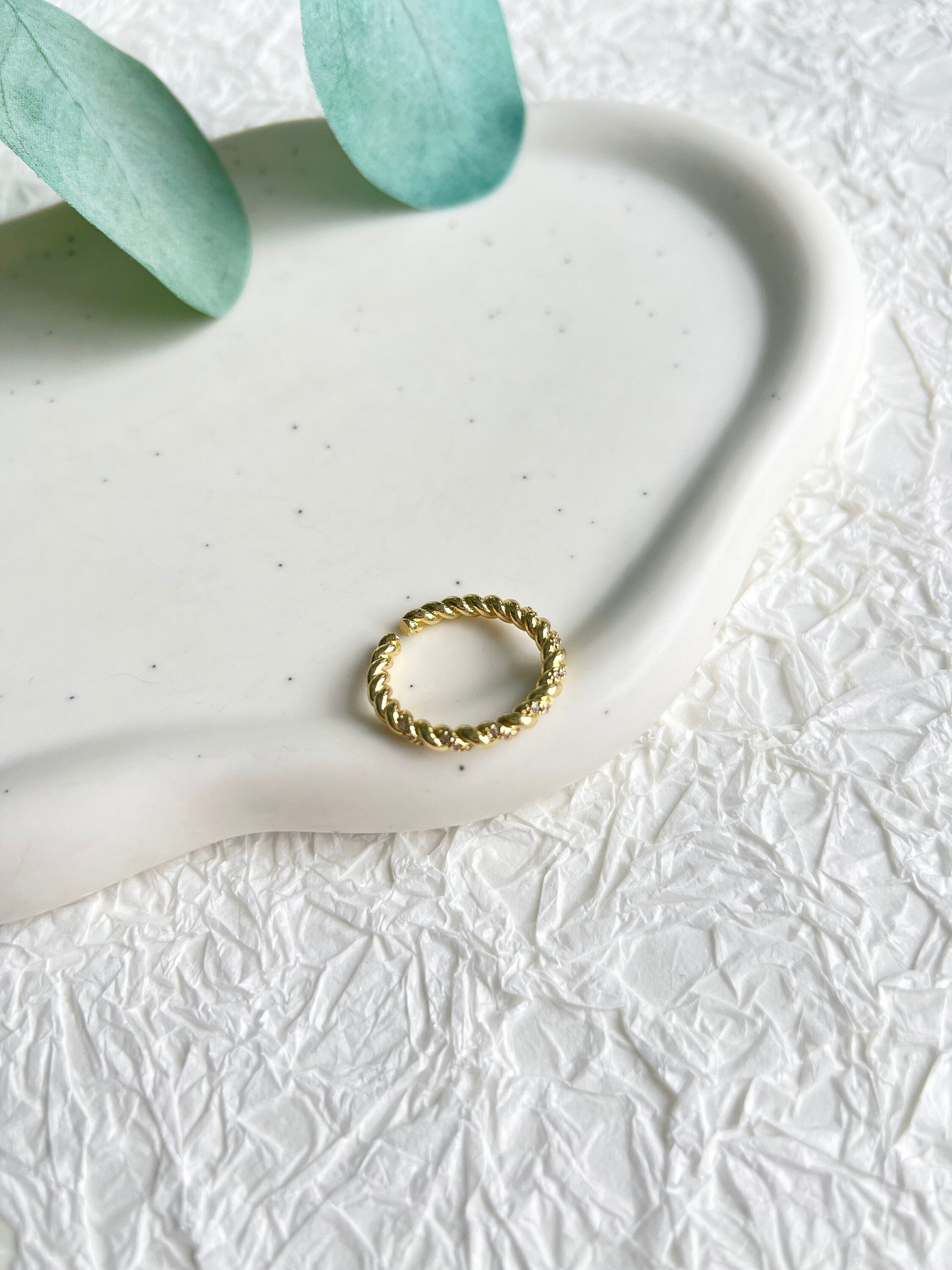 Ring Silber, funkelnde Cubic Zirconia Steine, hochwertiger Seil Schmuck, offen verstellbar, - Silber-Ringe-Schmuckblüte