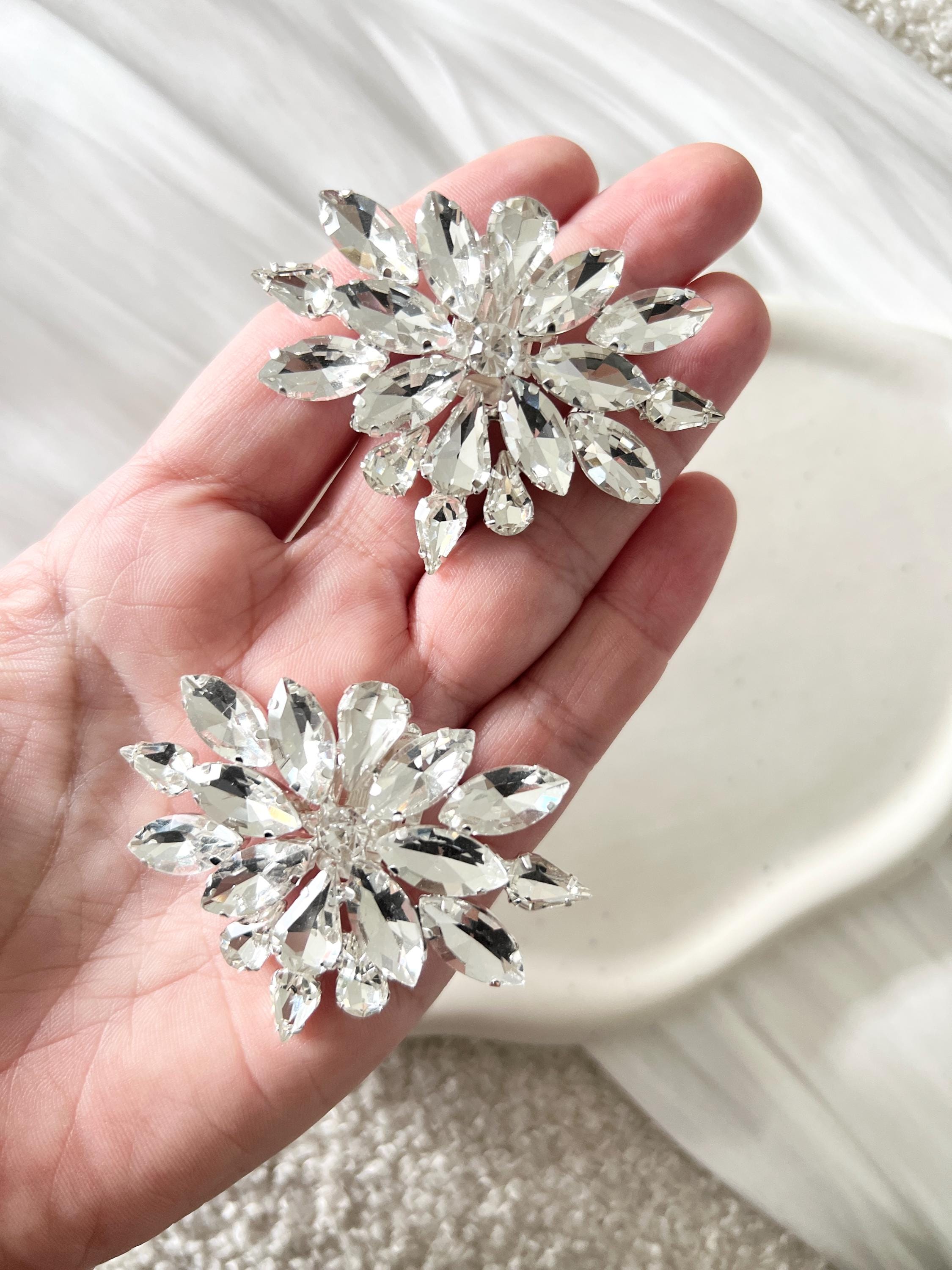 Brautzubehör, Braut Schuhclip, 2 Stück, Set, glänzender Strass, silberner Brautschmuck, Schuhschmuck, elegantes Accessoire, Schuhschmuck, flexibel, glänzender Schmuck, Hochzeit, Brautjungfer