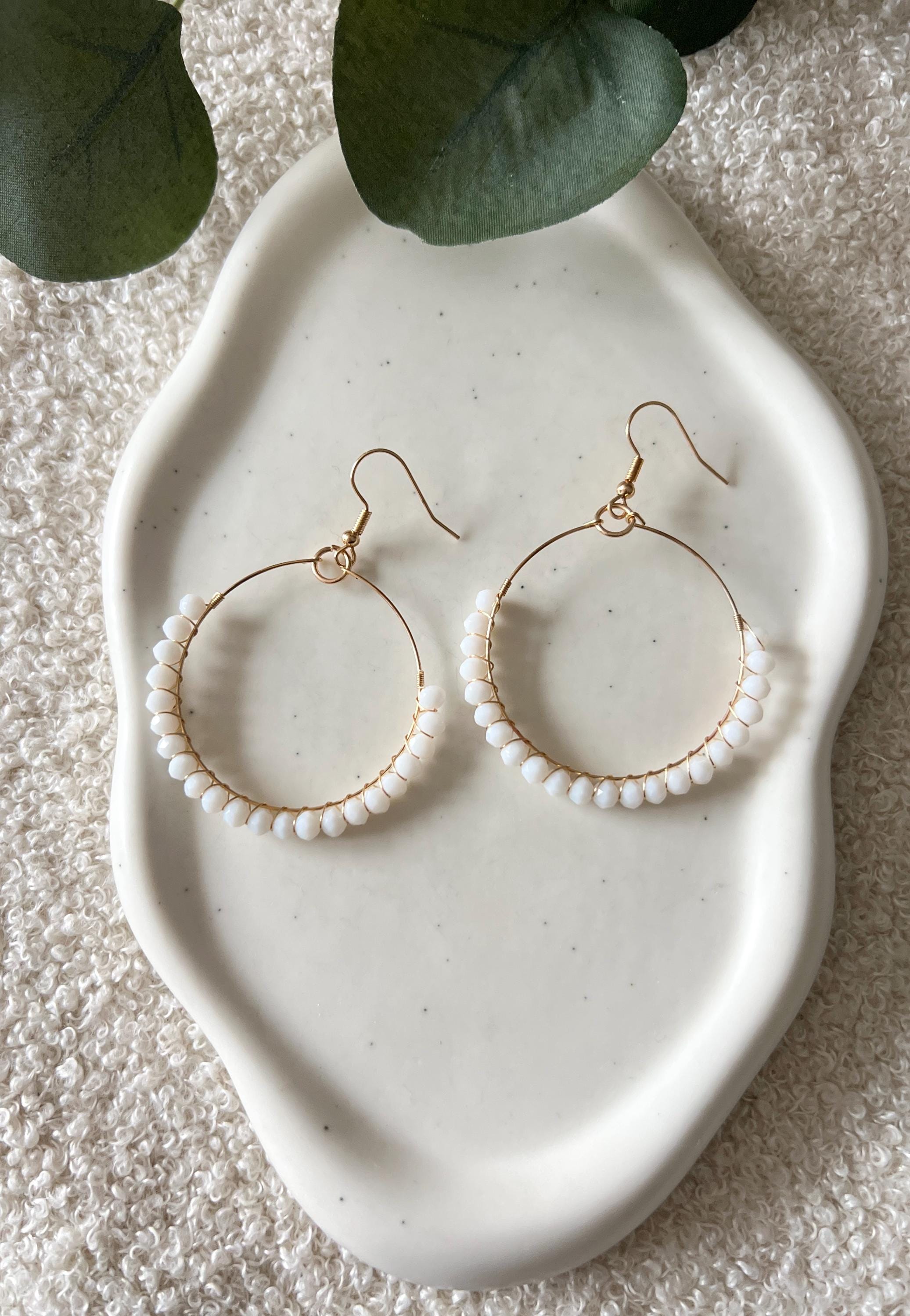 Brautohrringe, Standesamtohrringe, Brautschmuck, Gold, weiße Perlen, Ohrringe, Braut, Brautohrringe, Perlenschmuck