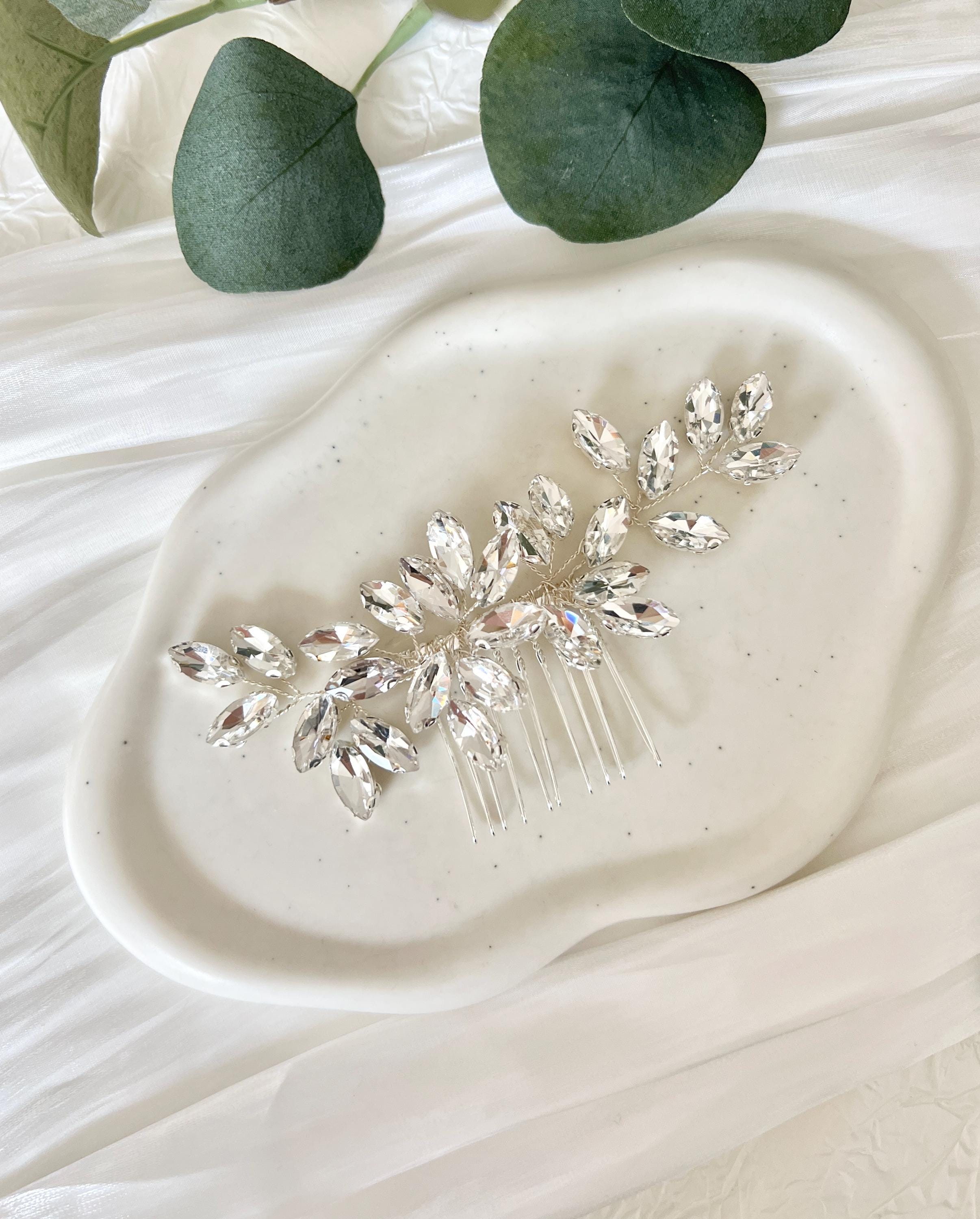 Haarkamm, silberner Strass, glänzender Haarschmuck, Braut, Schmuck Hochzeit, Silber, Brautschmuck, Brauthaarschmuck, modern