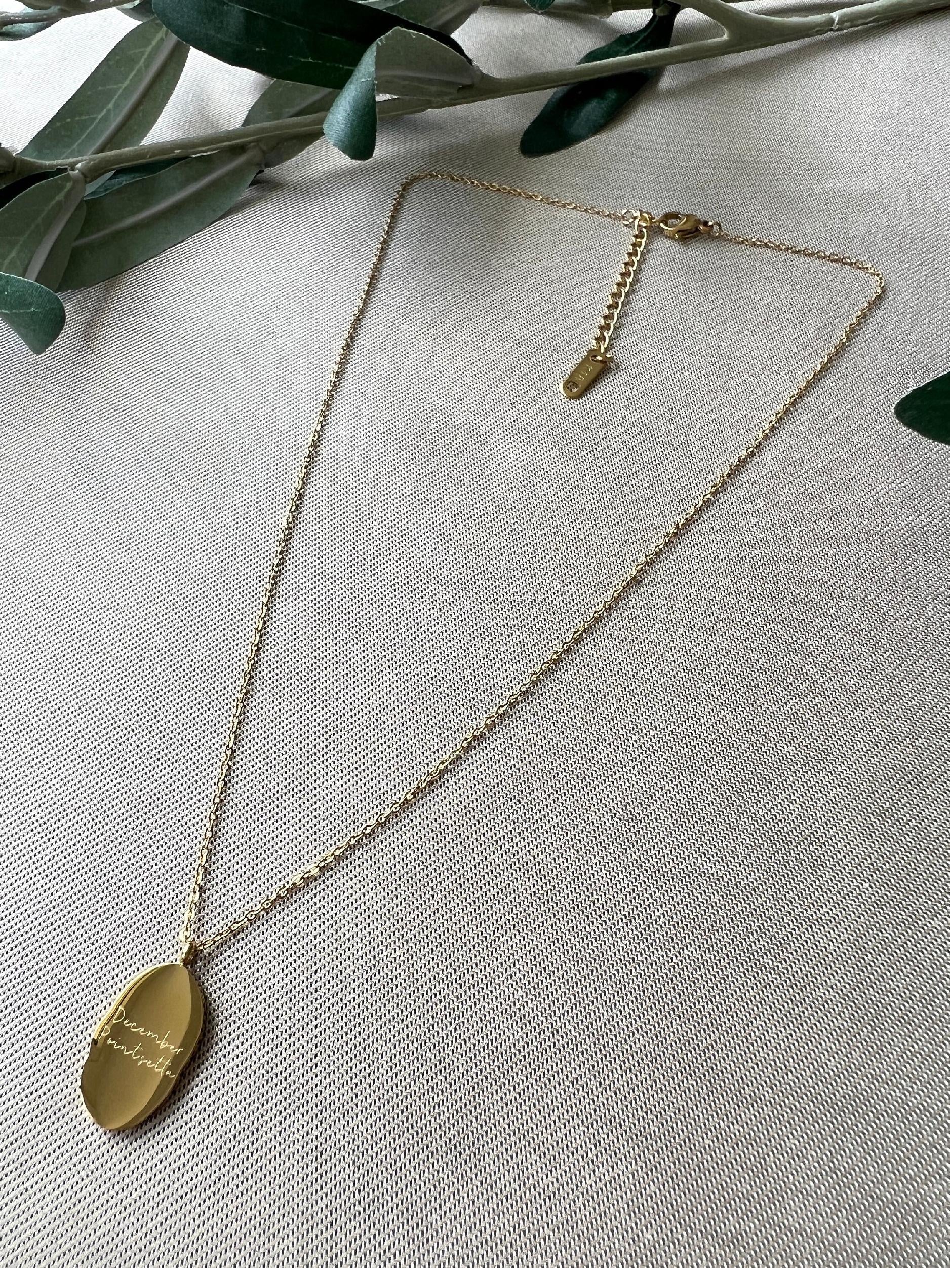 Wendehalskette, Geschenk Trauzeugin, Geburtsblume Dezember, Geburtsmonat, Weihnachtsstern Blume, 18k Gold, wasserfest, Halskette für Frauen-Halskette-Schmuckblüte