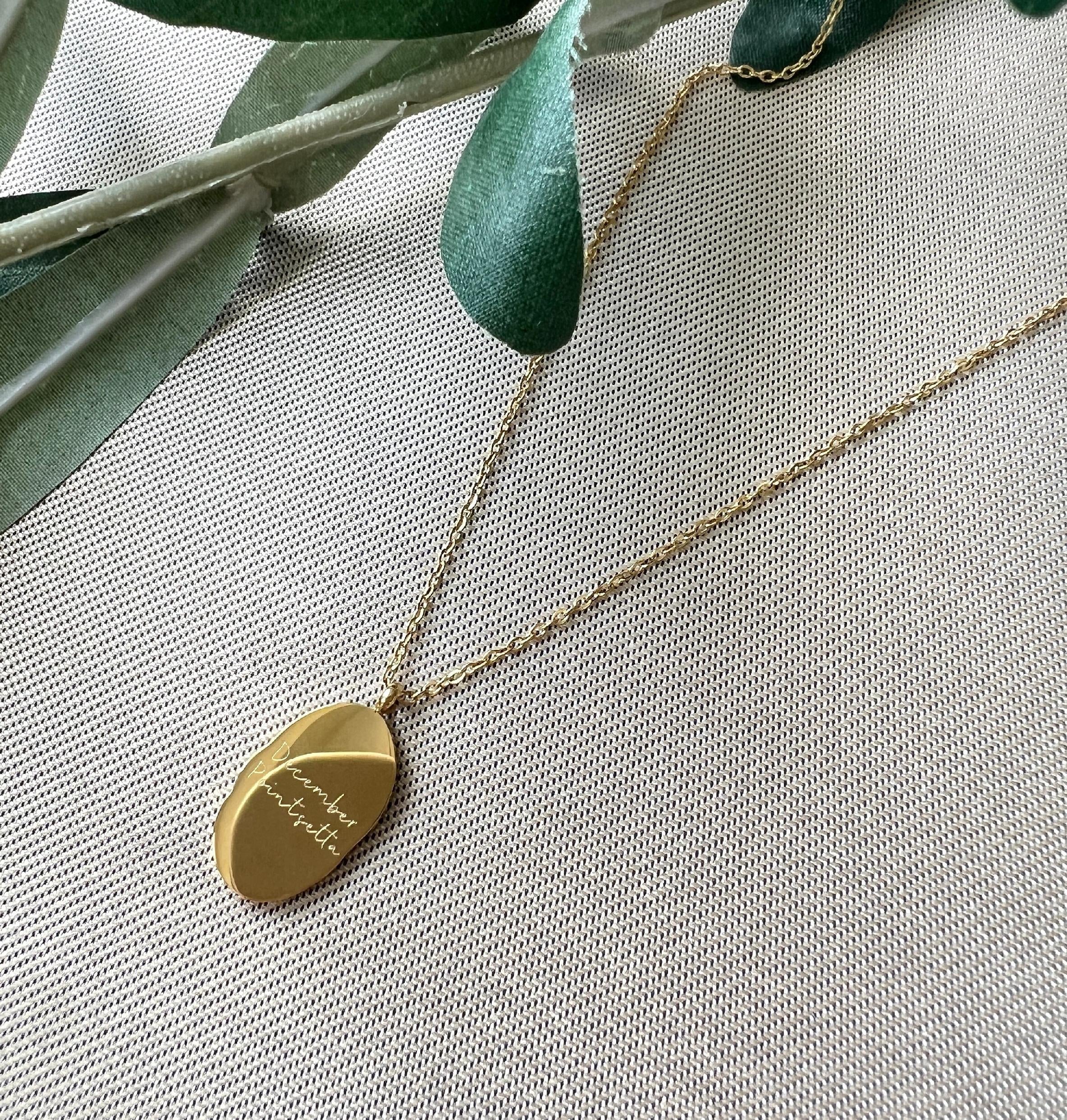 Wendehalskette, Geschenk Trauzeugin, Geburtsblume Dezember, Geburtsmonat, Weihnachtsstern Blume, 18k Gold, wasserfest, Halskette für Frauen-Halskette-Schmuckblüte