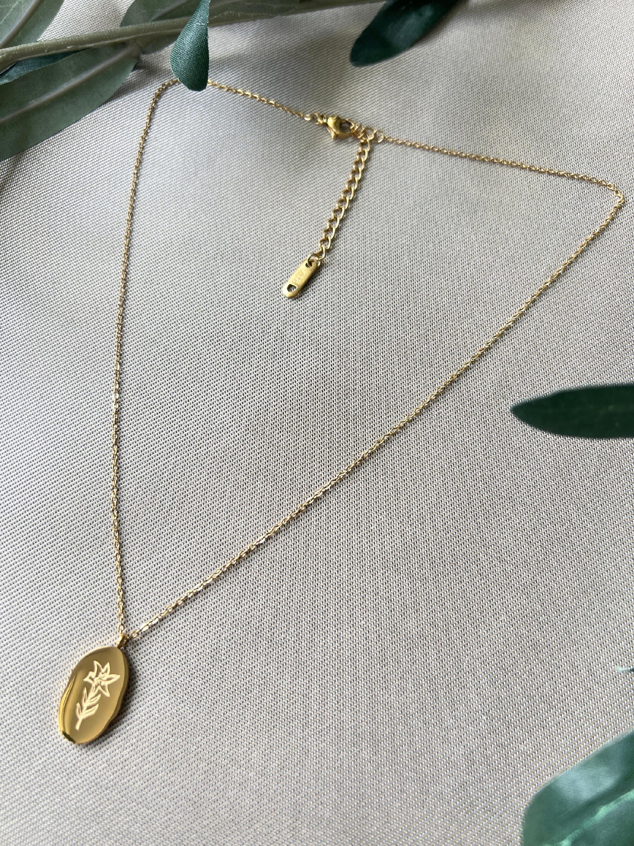 Wendehalskette, Geschenk Trauzeugin, Geburtsblume Dezember, Geburtsmonat, Weihnachtsstern Blume, 18k Gold, wasserfest, Halskette für Frauen-Halskette-Schmuckblüte