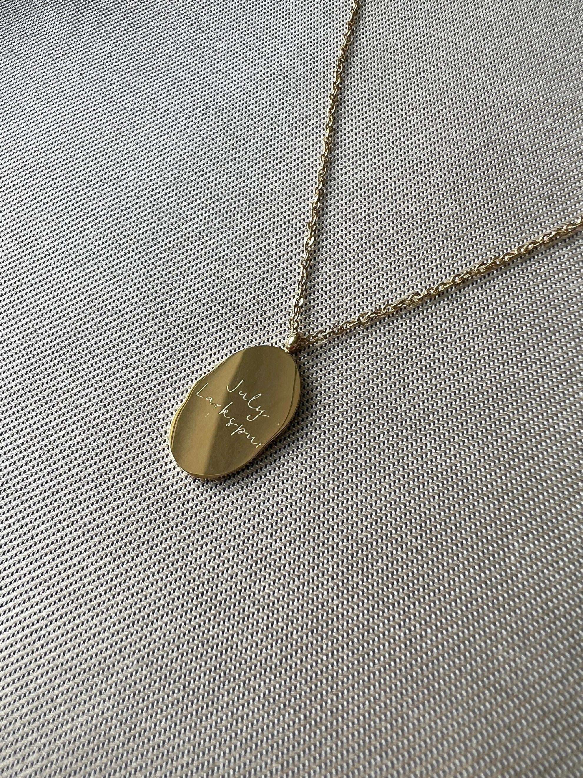 Wendehalskette, Geschenk Trauzeugin, Geburtsblume Juli, Geburtsmonat, Rittersporn Blume, 18k Gold, wasserfest, Halskette für Frauen-Halskette-Schmuckblüte