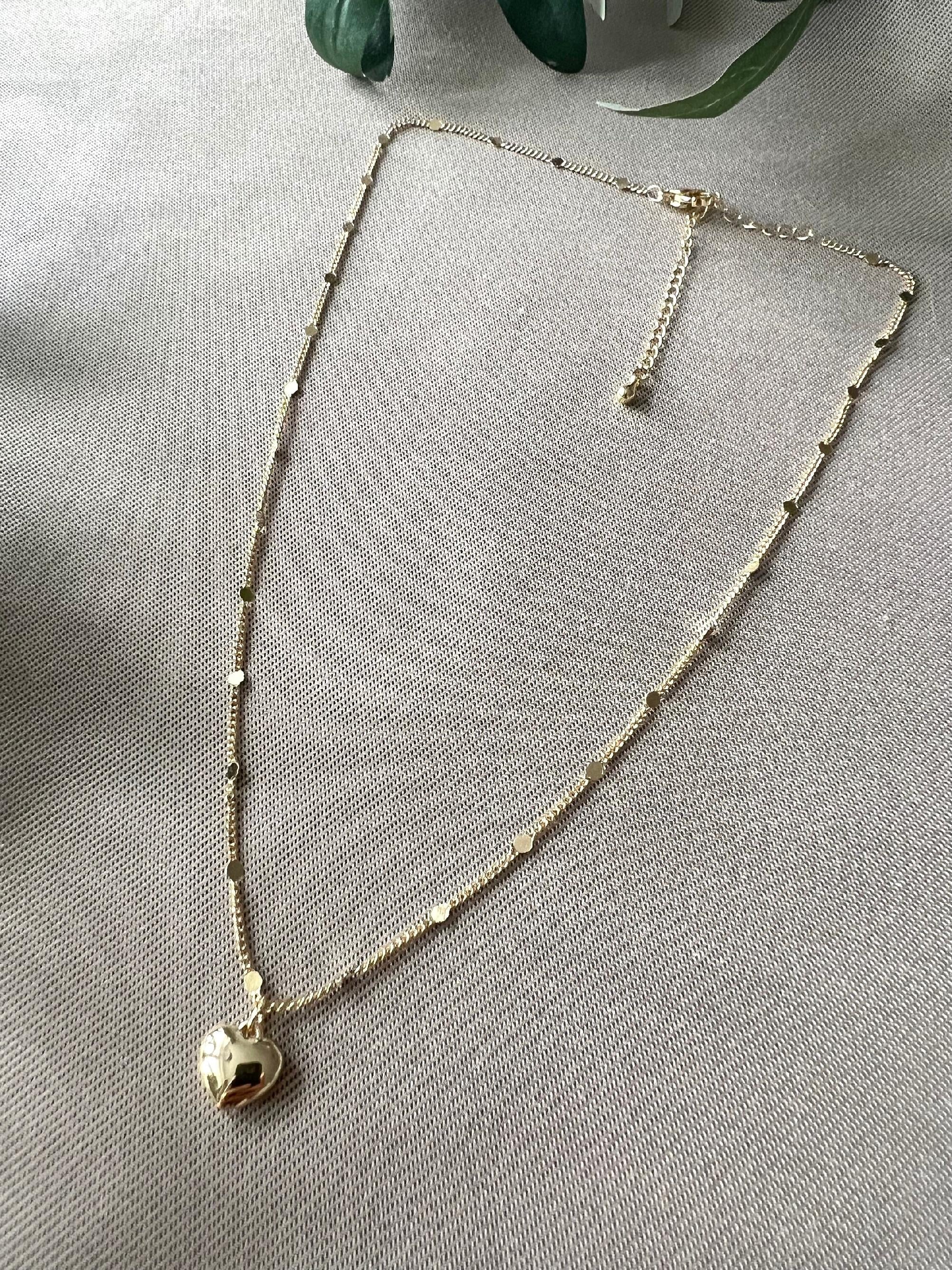 Zarte Halskette, Gold mit Herz Anhänger, goldene Halskette, Brautschmuck, eleganter feiner Schmuck,-Halskette-Schmuckblüte