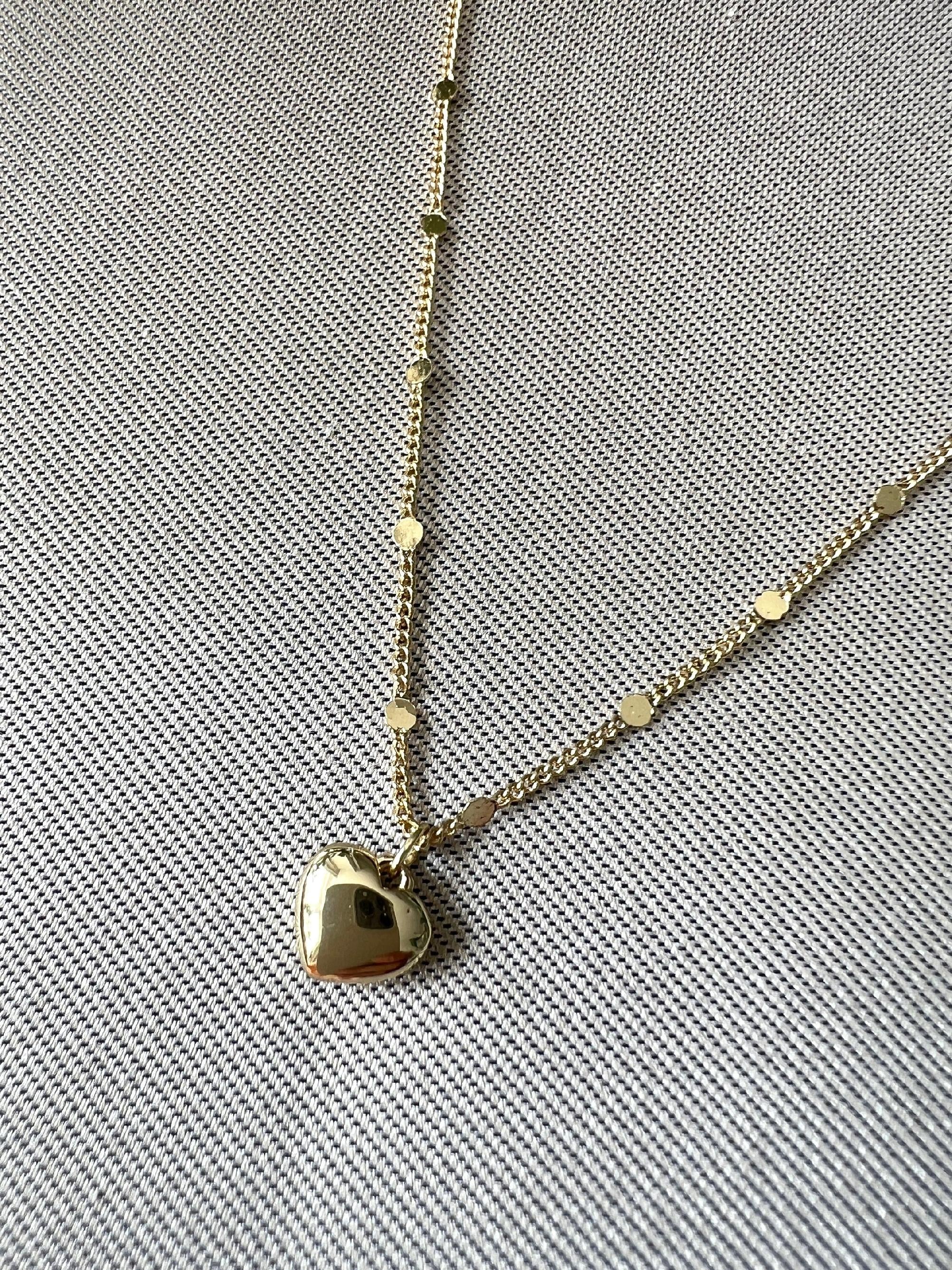 Zarte Halskette, Gold mit Herz Anhänger, goldene Halskette, Brautschmuck, eleganter feiner Schmuck,-Halskette-Schmuckblüte