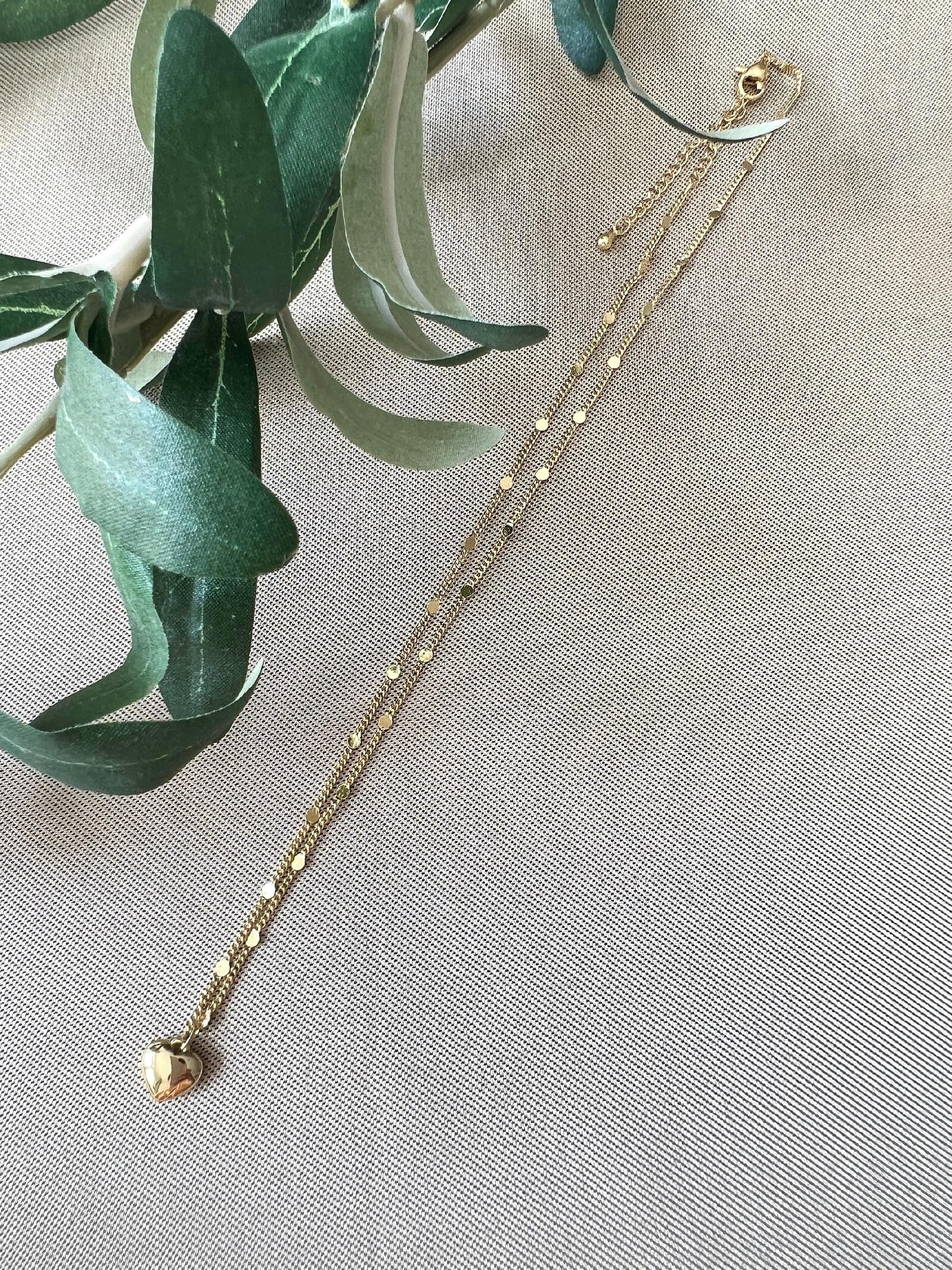 Zarte Halskette, Gold mit Herz Anhänger, goldene Halskette, Brautschmuck, eleganter feiner Schmuck,-Halskette-Schmuckblüte