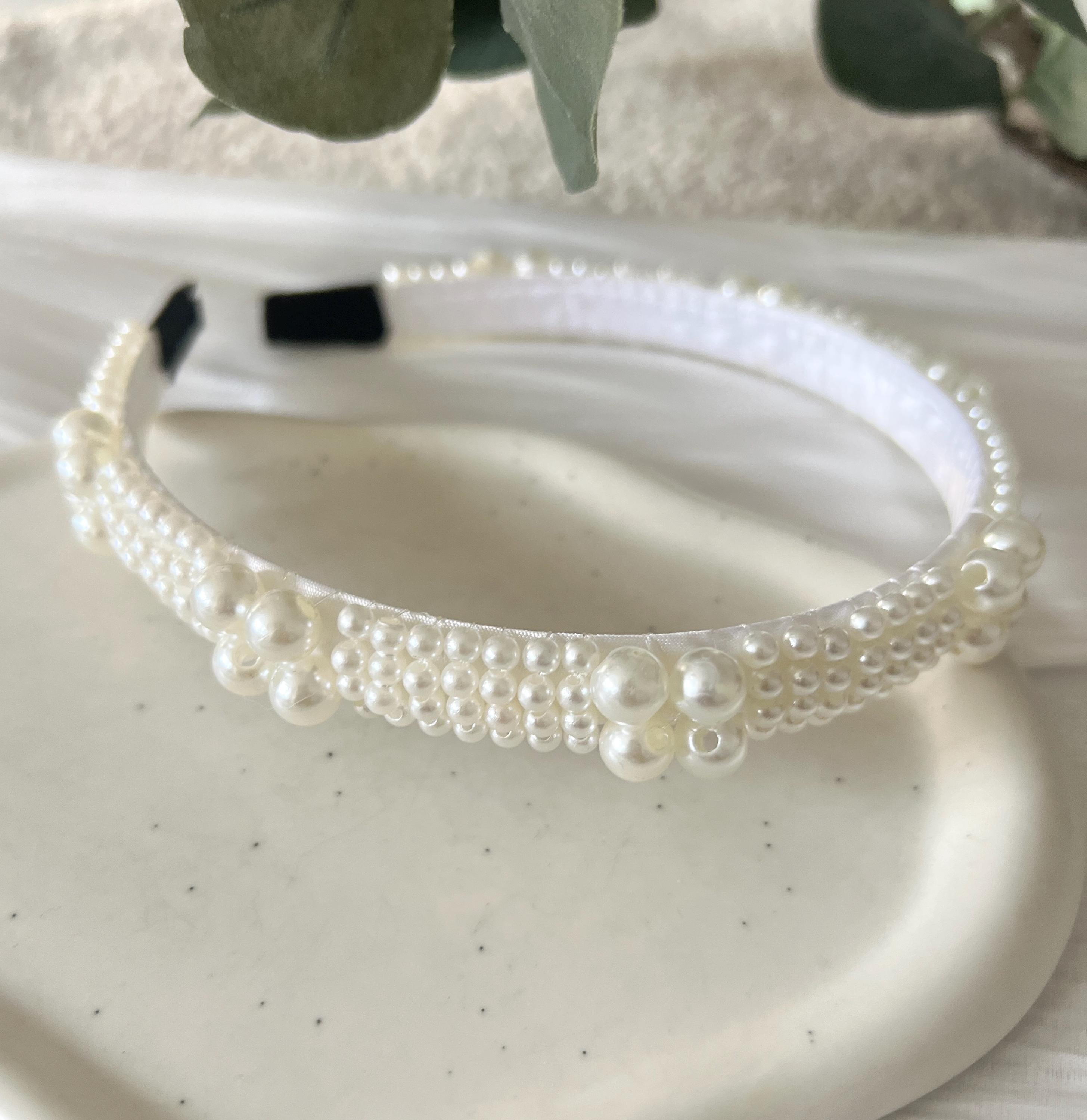 Braut Haarschmuck, weiße Perlen, Haarreif, Hochzeit Schmuck, Perlenhaarreif, Perlenschmuck, Brauthaarschmuck, Brautschmuck, Standesamt