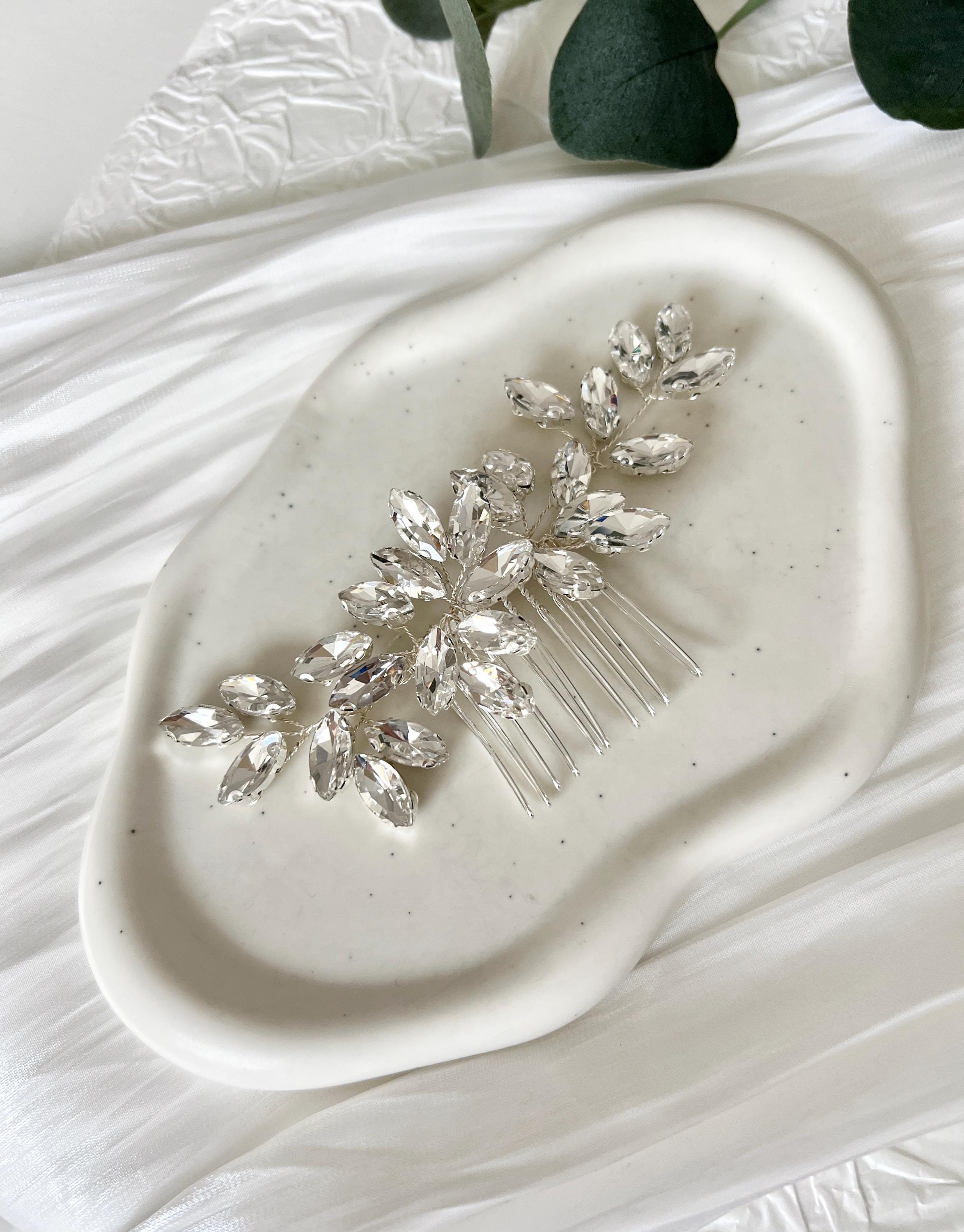 Haarkamm, silberner Strass, glänzender Haarschmuck, Braut, Schmuck Hochzeit, Silber, Brautschmuck, Brauthaarschmuck, modern