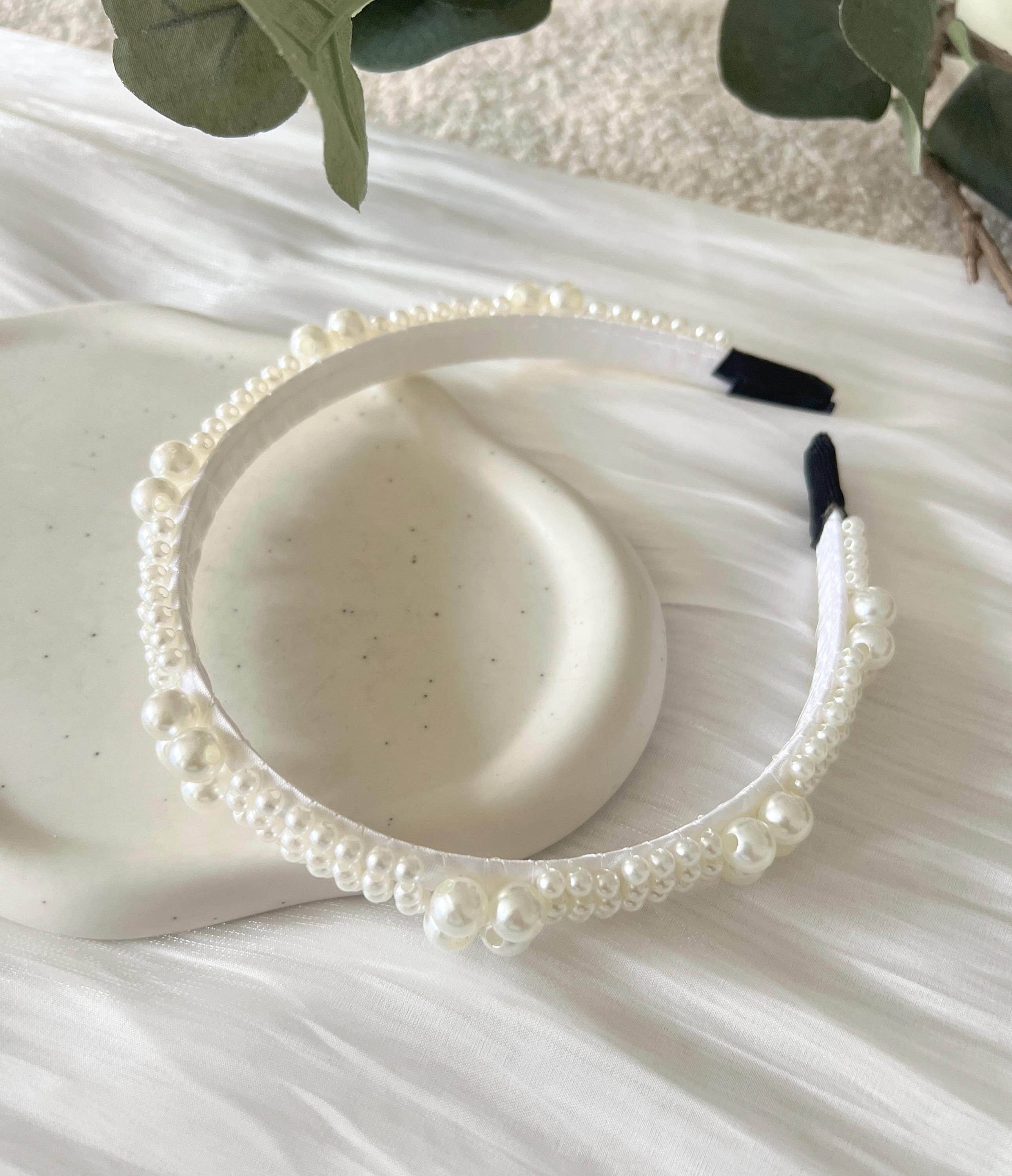 Braut Haarschmuck, weiße Perlen, Haarreif, Hochzeit Schmuck, Perlenhaarreif, Perlenschmuck, Brauthaarschmuck, Brautschmuck, Standesamt
