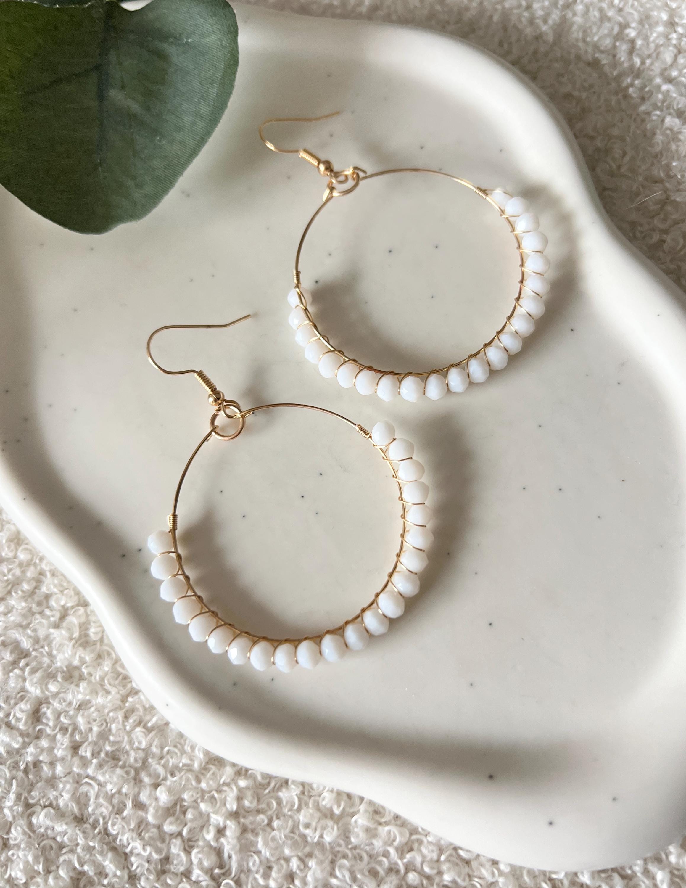 Brautohrringe, Standesamtohrringe, Brautschmuck, Gold, weiße Perlen, Ohrringe, Braut, Brautohrringe, Perlenschmuck
