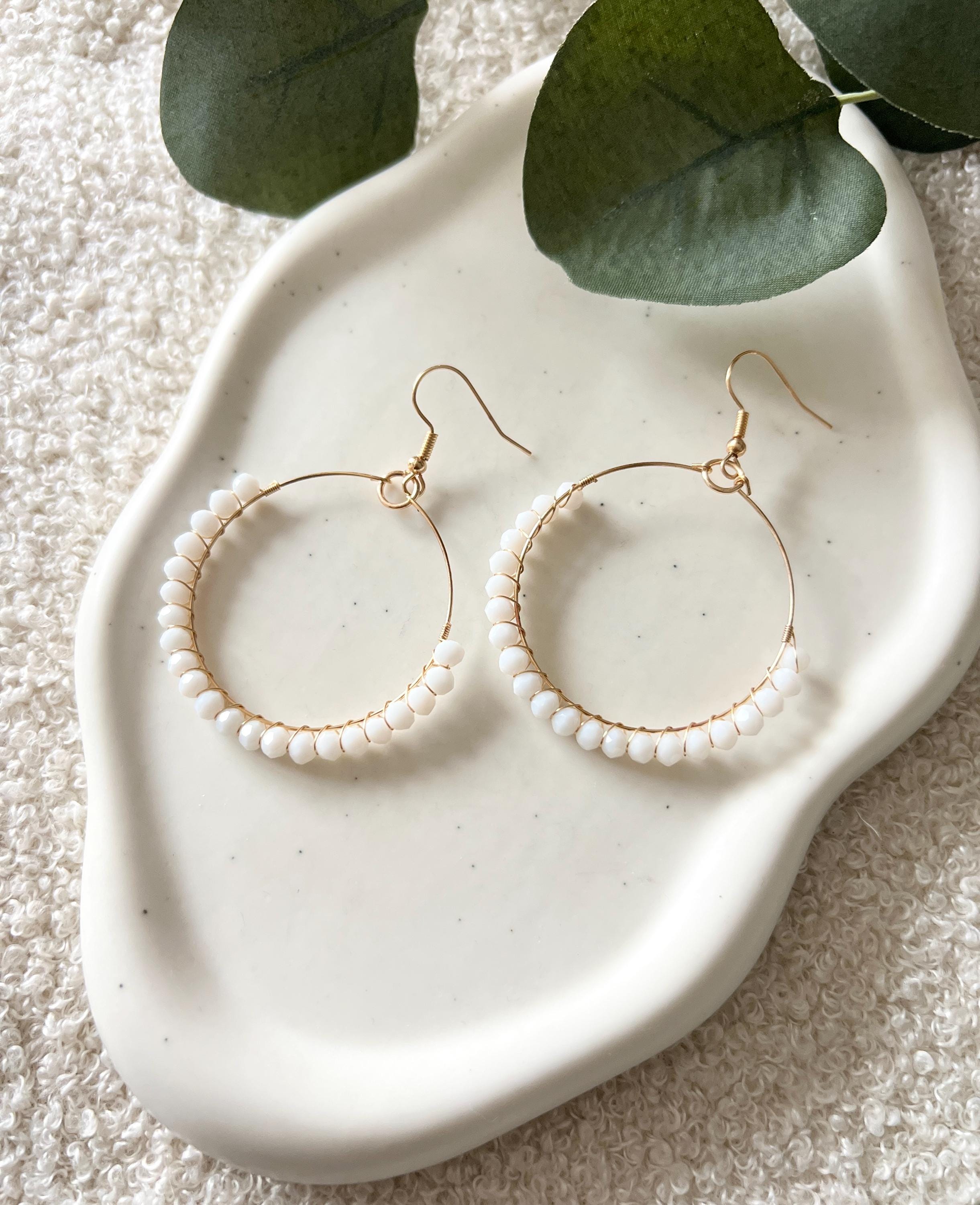 Brautohrringe, Standesamtohrringe, Brautschmuck, Gold, weiße Perlen, Ohrringe, Braut, Brautohrringe, Perlenschmuck
