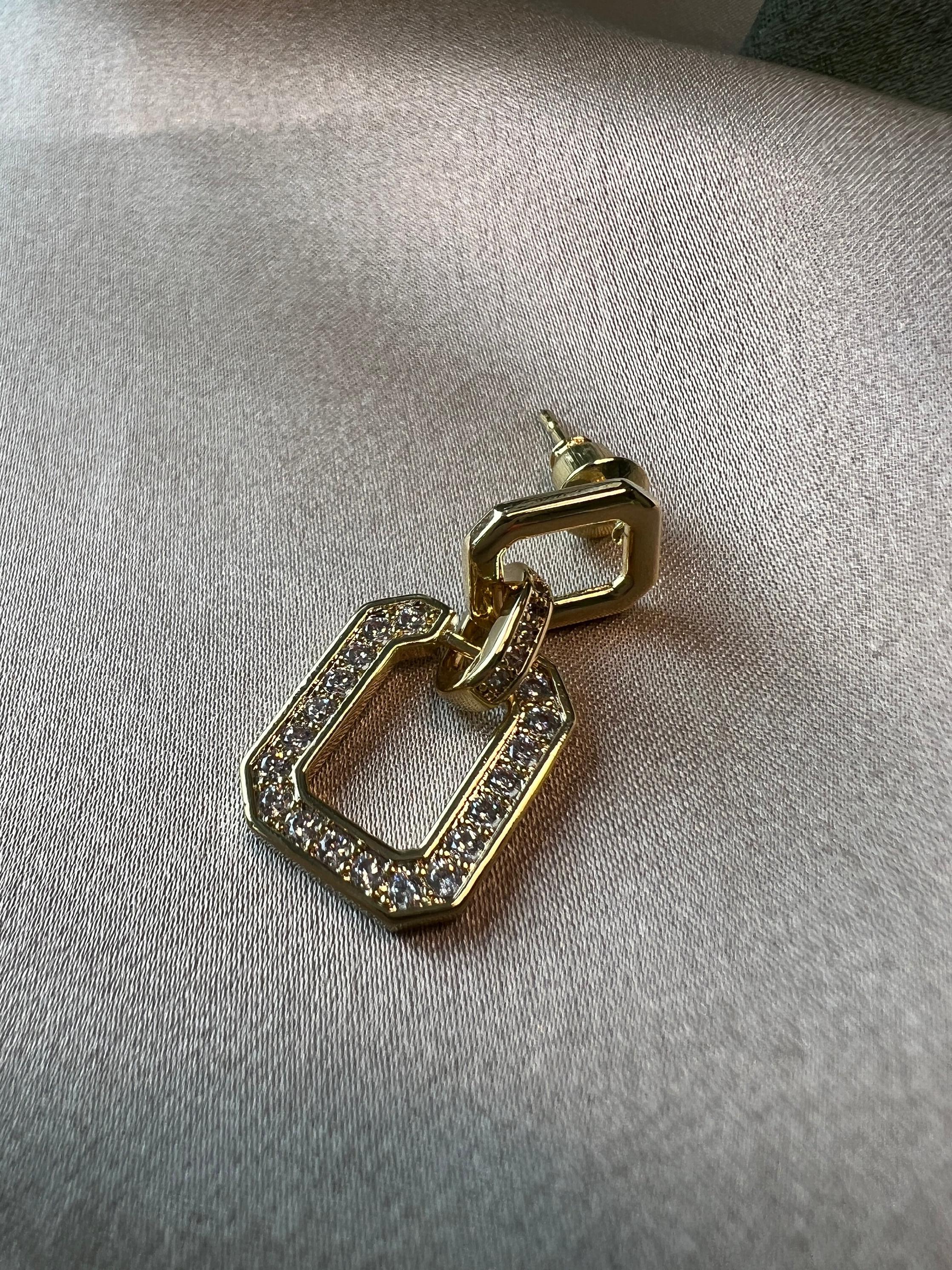 funkelnde Ohrringe, Zirkoniasteine, Edelstahl, vergoldet, Hängeohrringe-Ohrringe-Schmuckblüte