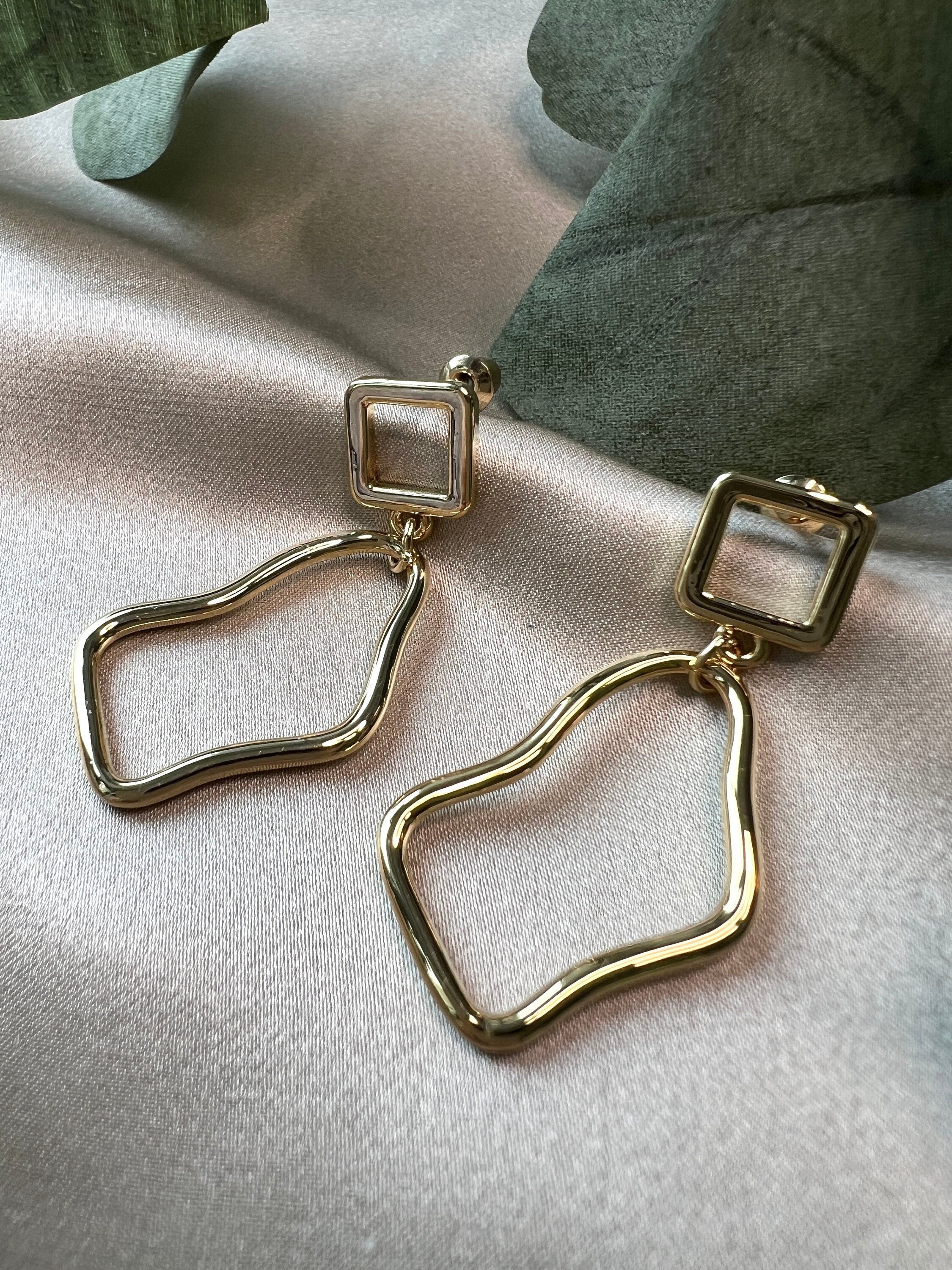 moderne Ohrringe, vergoldet, gold, geometrisch, elegant, Hängeohrringe, Jewellery-Ohrringe-Schmuckblüte