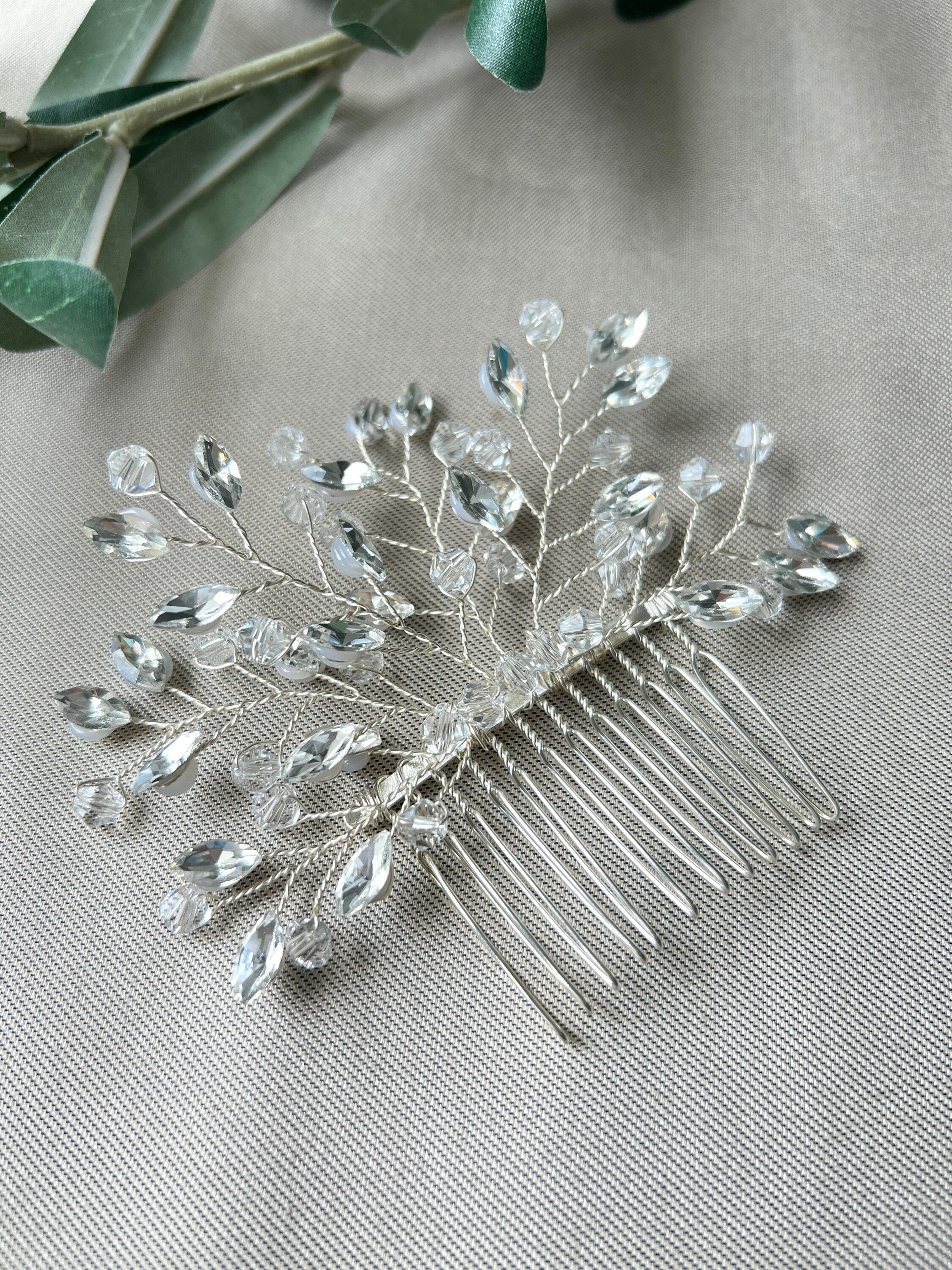 Braut Haarschmuck, Haarkamm, Perlen, gold, Hochzeit, Brautfrisur - Silber-Brauthaarschmuck-Schmuckblüte