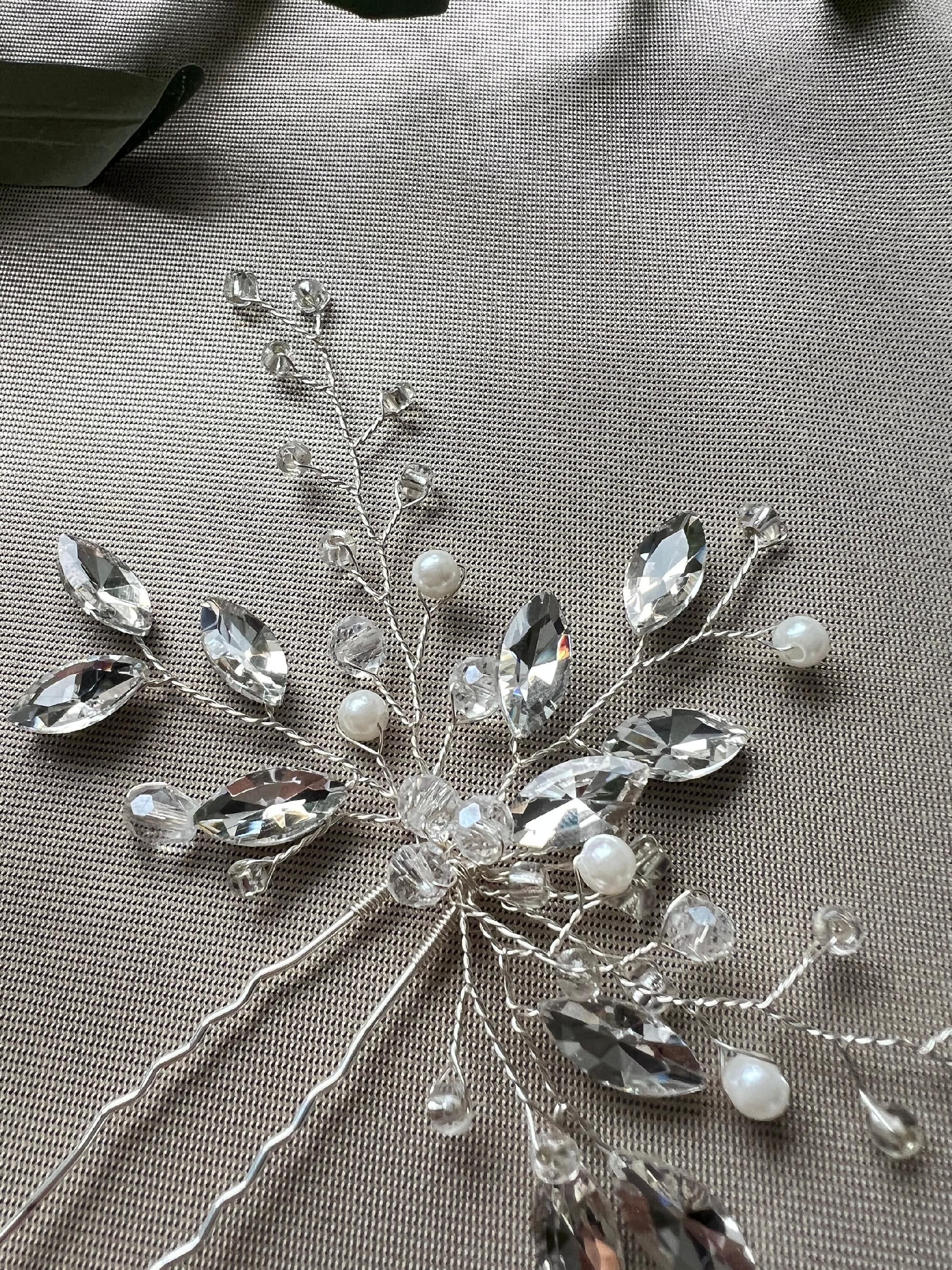 Braut Haarschmuck, Haarkamm in Silber, Perlen und Strass, Hochzeit, Vintage, hochwertiger Brauthaarschmuck-Brauthaarschmuck-Schmuckblüte