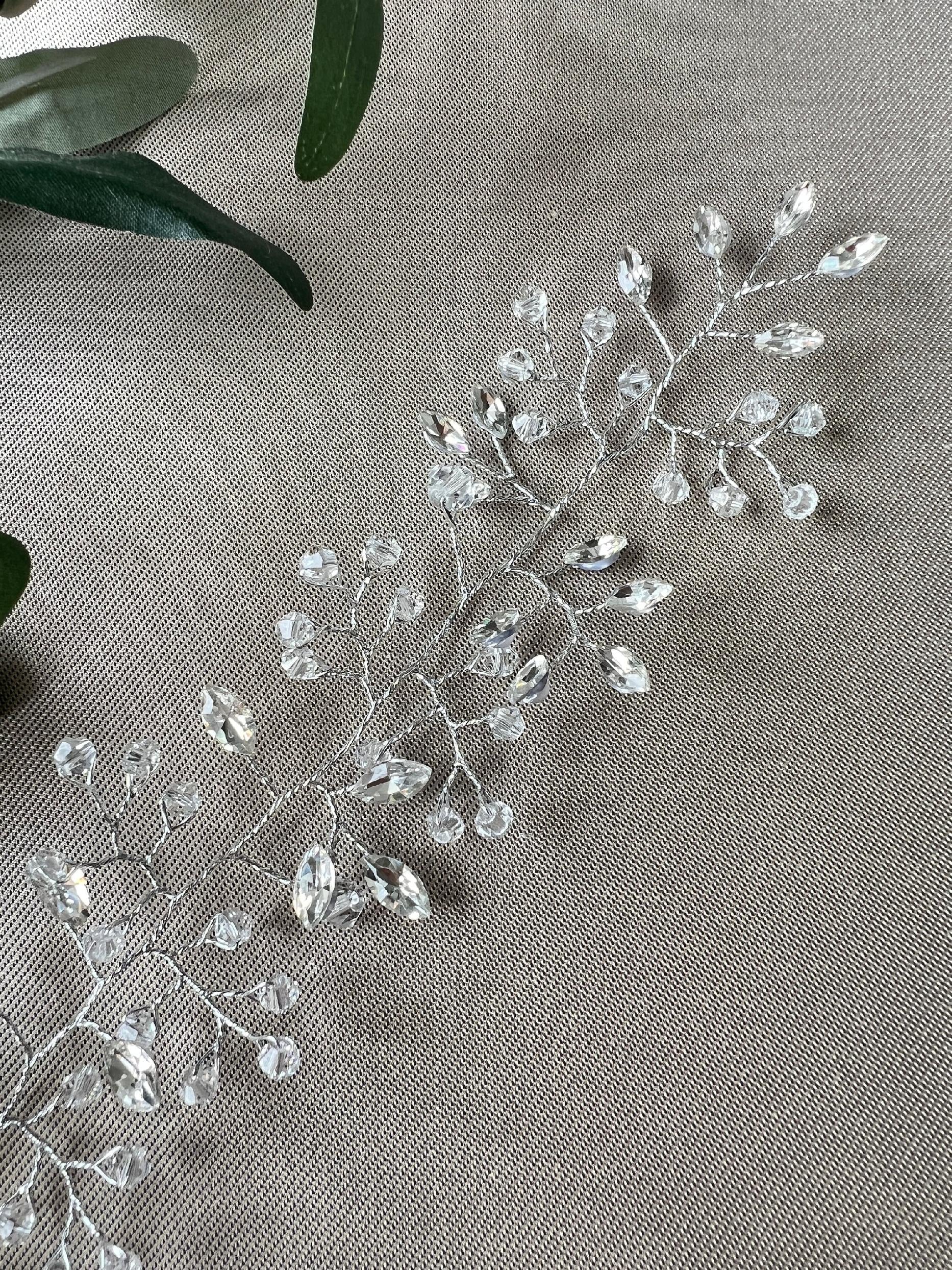 Braut Haarschmuck Silber Brauthaarschmuck mit Perlen und Strass Steinen Haarkranz Hochzeit Haarranke Hochzeitsschmuck-Brauthaarschmuck-Schmuckblüte