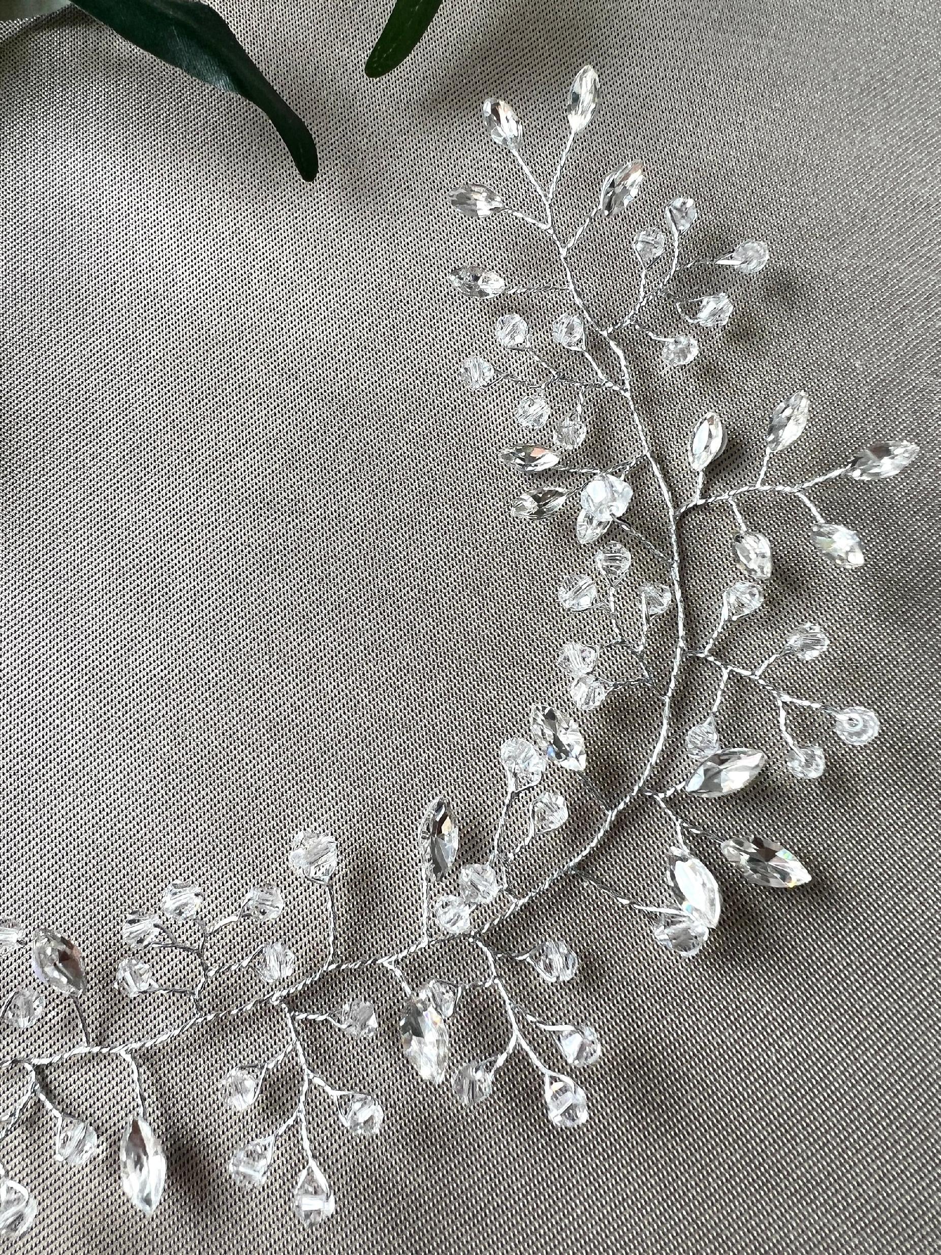 Braut Haarschmuck Silber Brauthaarschmuck mit Perlen und Strass Steinen Haarkranz Hochzeit Haarranke Hochzeitsschmuck-Brauthaarschmuck-Schmuckblüte