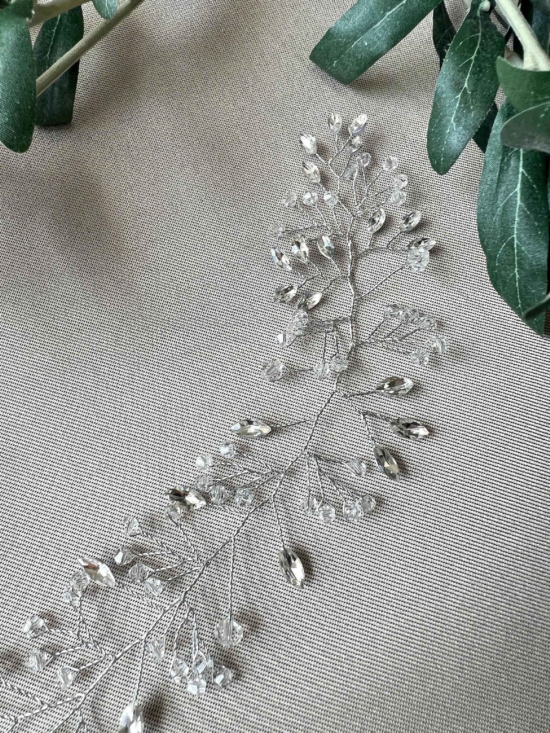 Braut Haarschmuck Silber Brauthaarschmuck mit Perlen und Strass Steinen Haarkranz Hochzeit Haarranke Hochzeitsschmuck-Brauthaarschmuck-Schmuckblüte