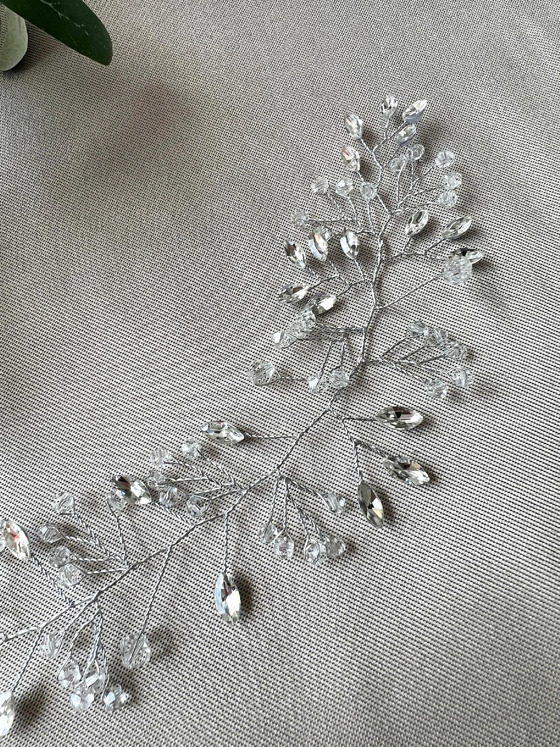 Braut Haarschmuck Silber Brauthaarschmuck mit Perlen und Strass Steinen Haarkranz Hochzeit Haarranke Hochzeitsschmuck-Brauthaarschmuck-Schmuckblüte